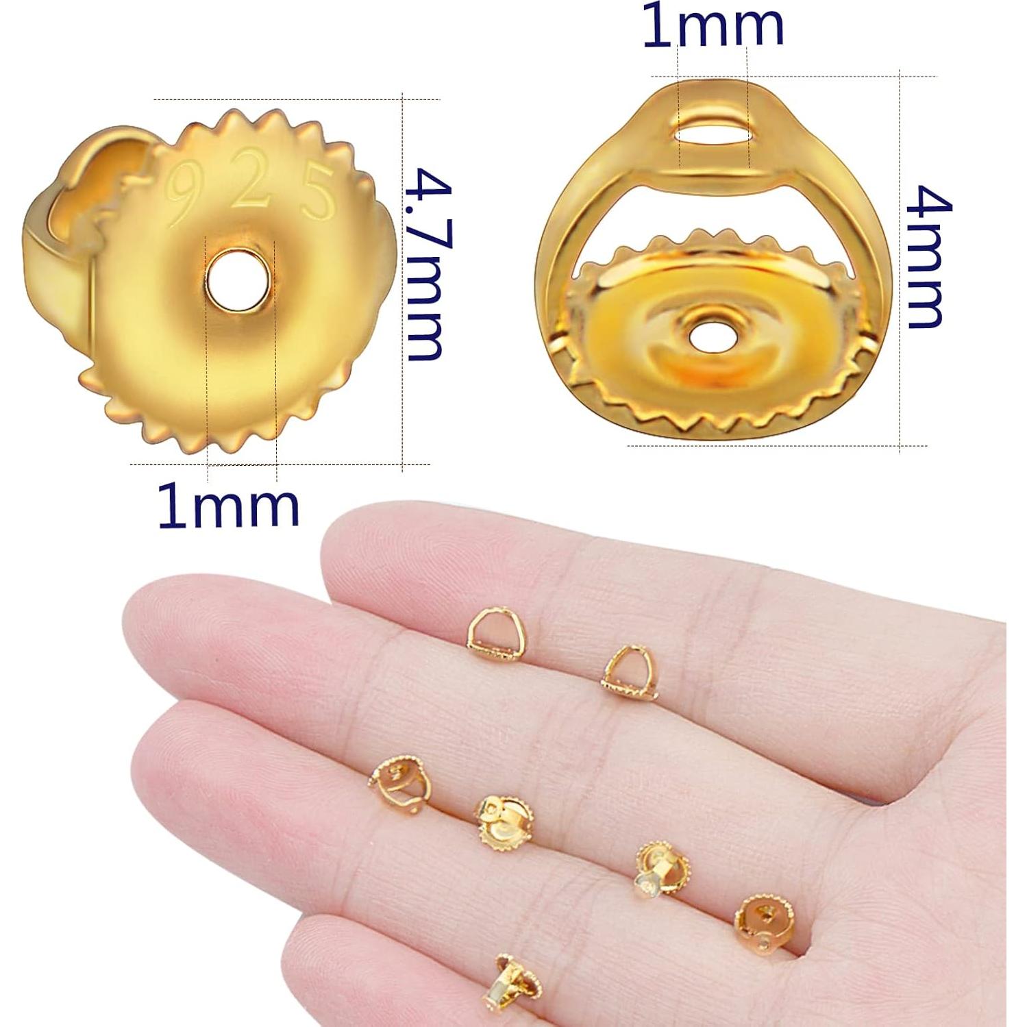 12 Respaldo de Aretes Tornillo Hipoalergénico Hmjpng Dorado 18K