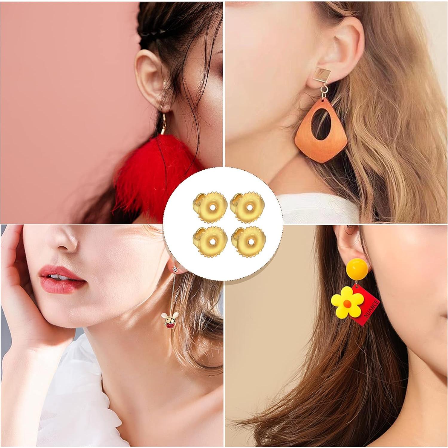 12 Respaldo de Aretes Tornillo Hipoalergénico Hmjpng Dorado 18K