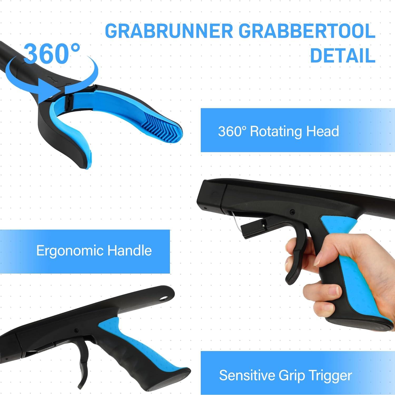 Herramienta de agarre plegable GrabRunner 81 cm azul con cabeza magnética