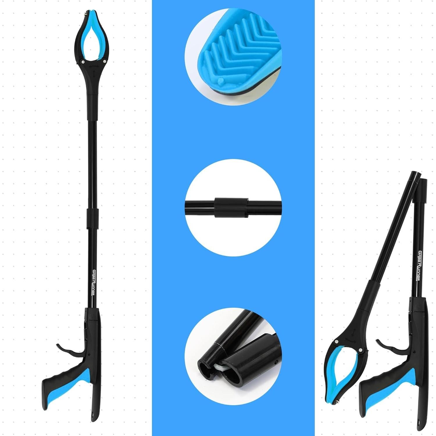 Herramienta de agarre plegable GrabRunner 81 cm azul con cabeza magnética