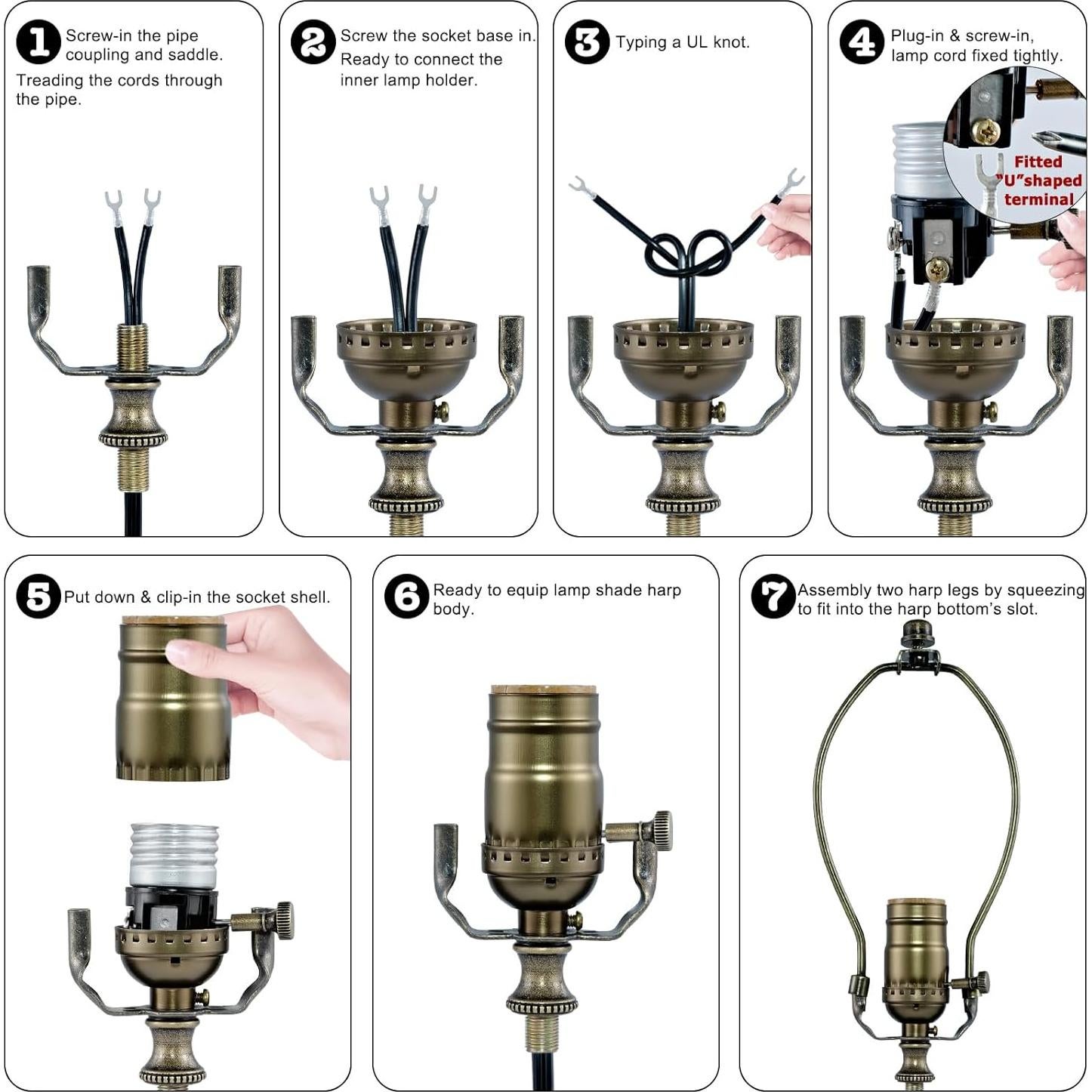 Kit de Rewire para Lámpara Emnooti - Latón Antiguo, 12 pies