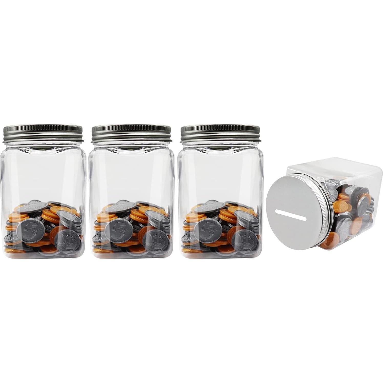 Frascos de Monedas Transparentes Mczxon 4-Pack 500ml