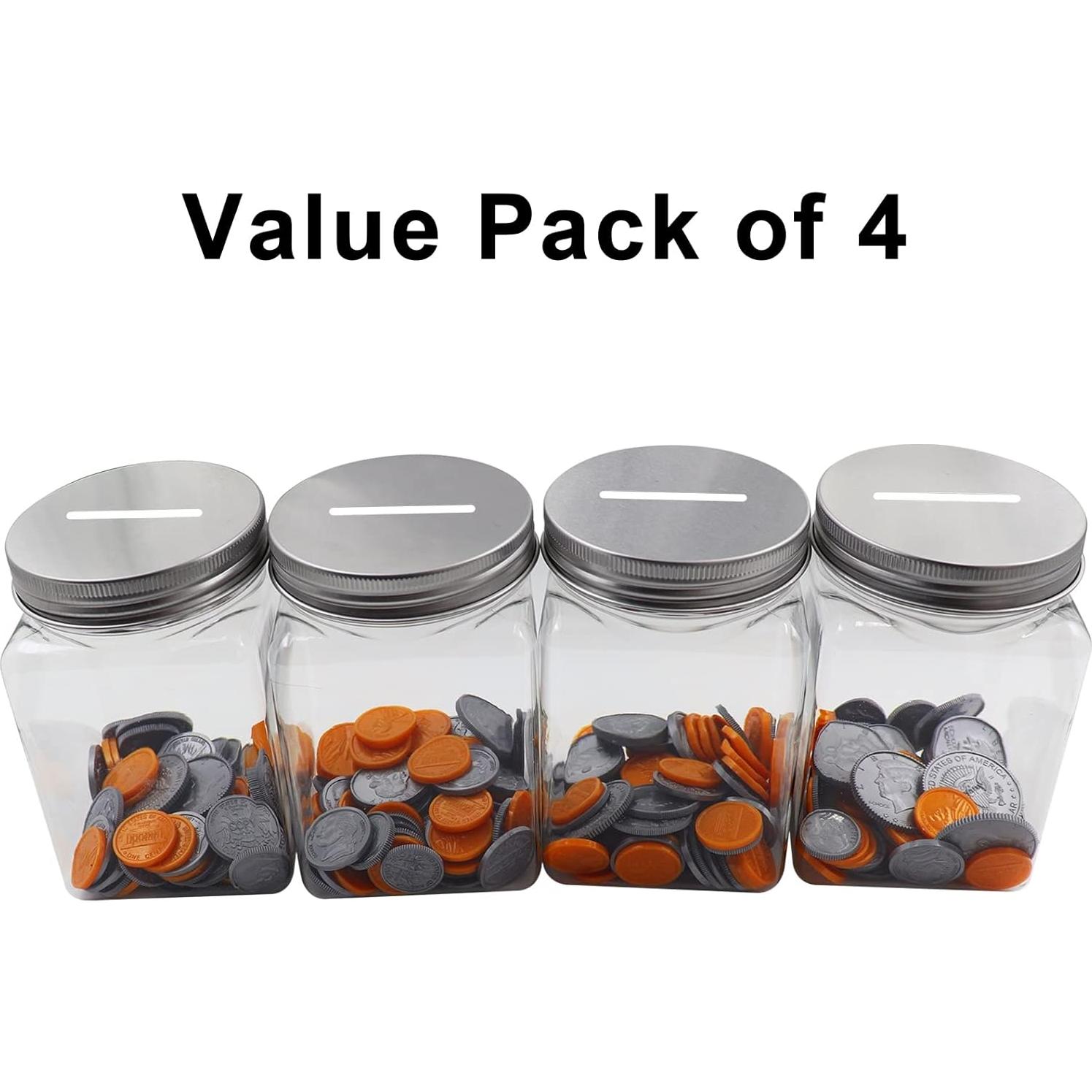 Frascos de Monedas Transparentes Mczxon 4-Pack 500ml