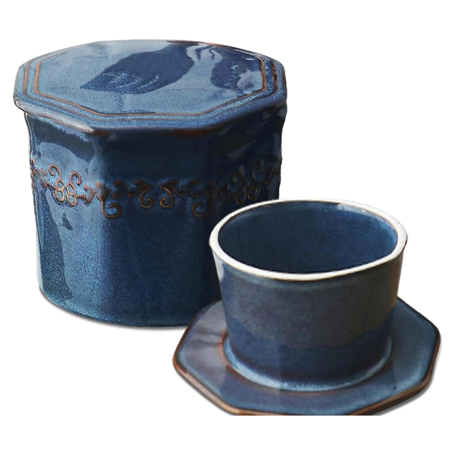 Crock de Mantequilla Francés Mofgkuz Azul con Tapa 0.90 kg