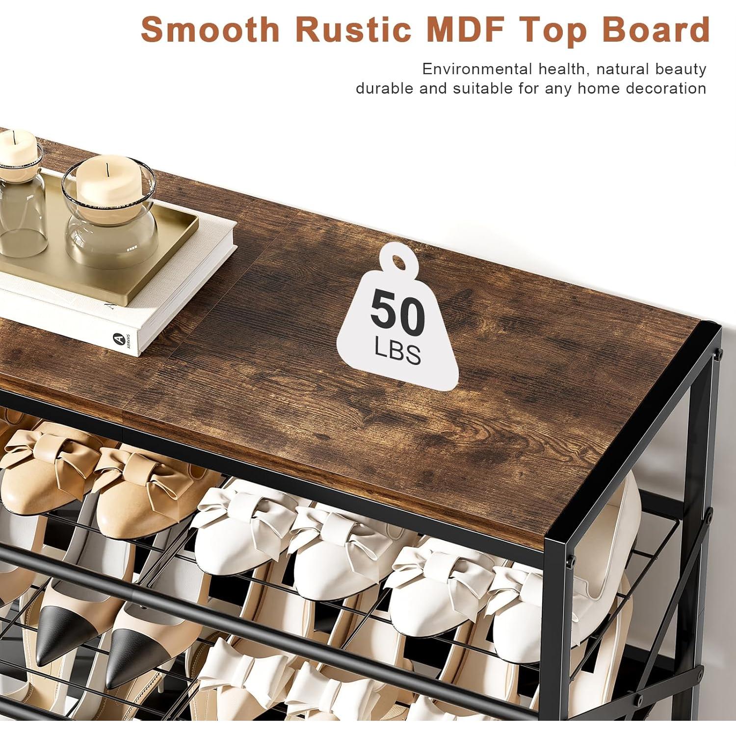 Estante de Zapatos de Metal UNITSTAGE 6 Niveles Marrón Rústico