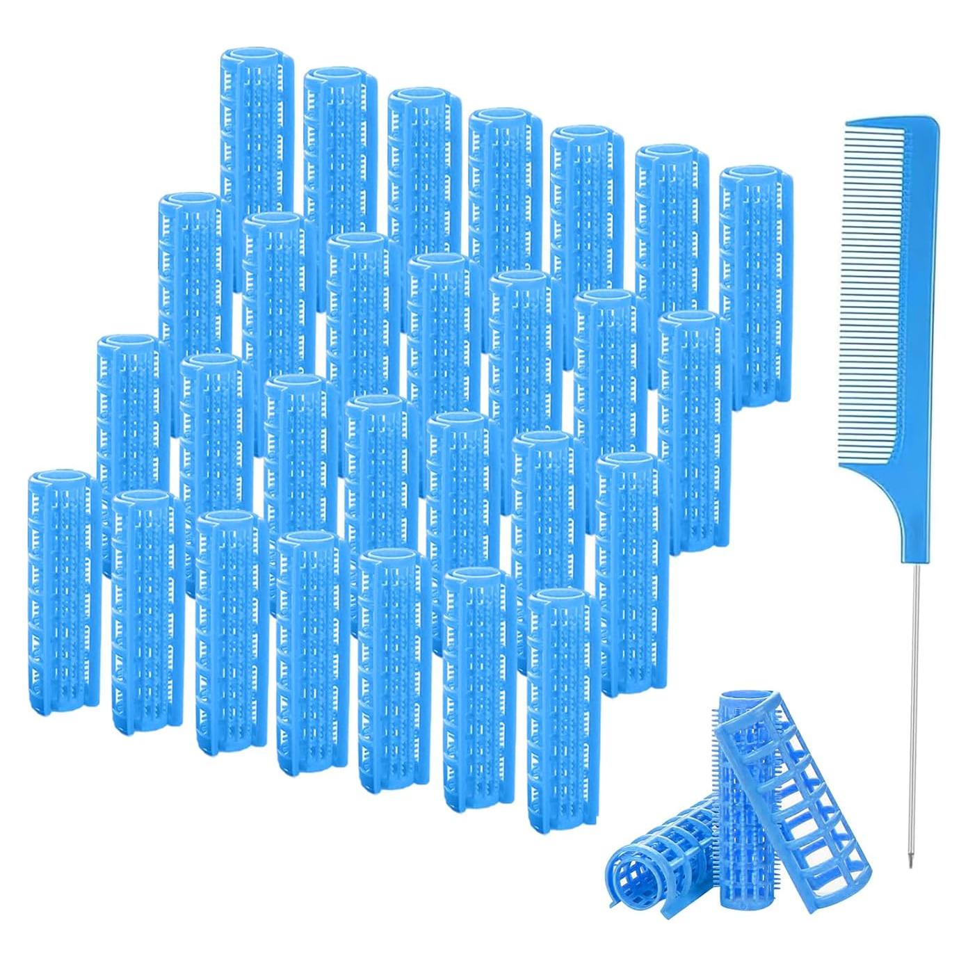 Juego de Rulos de Plástico ZMD 28PCS 1.5cm Sin Calor Azul