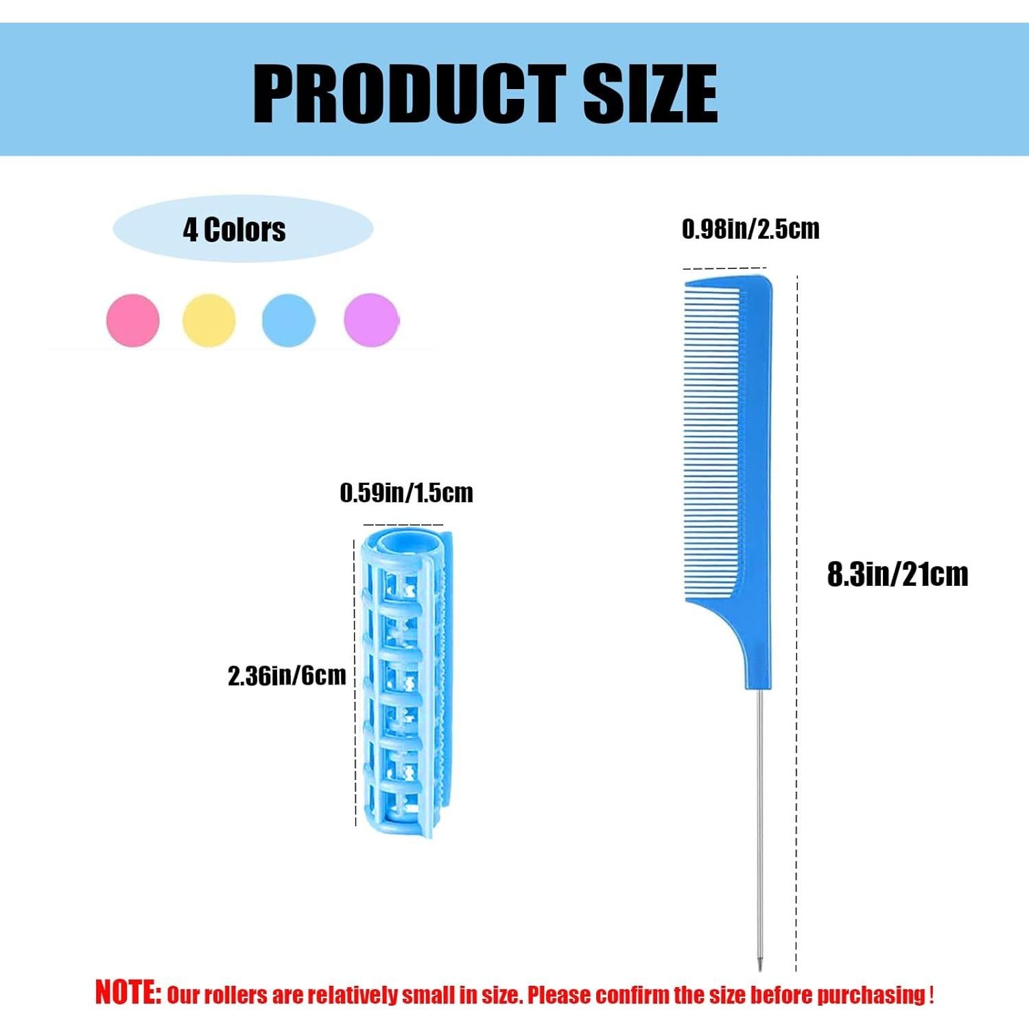 Juego de Rulos de Plástico ZMD 28PCS 1.5cm Sin Calor Azul