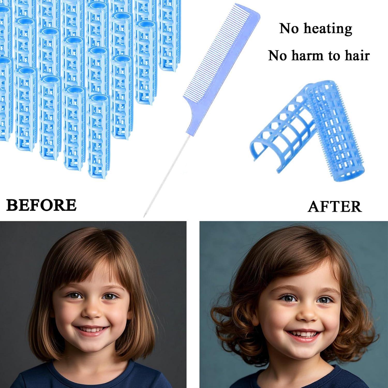 Juego de Rulos de Plástico ZMD 28PCS 1.5cm Sin Calor Azul