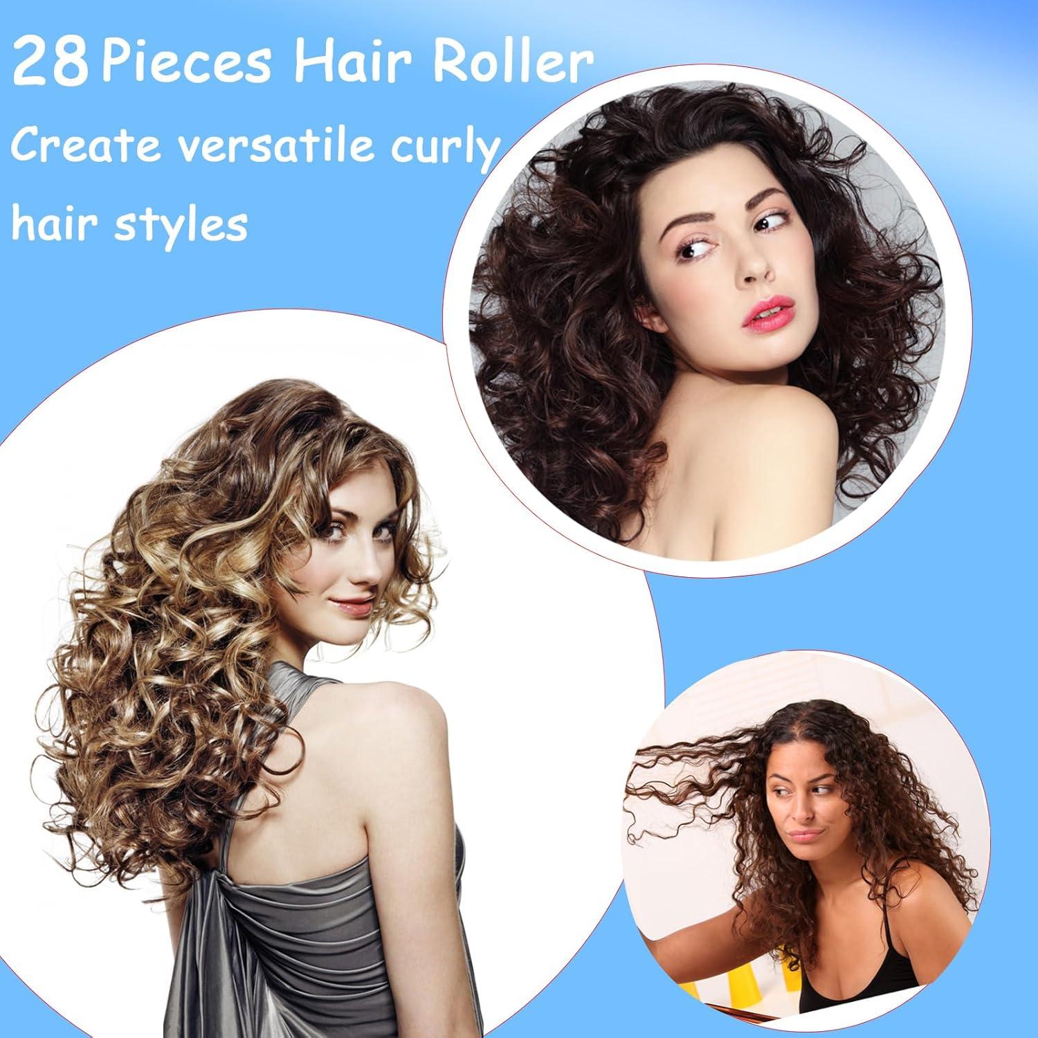 Juego de Rulos de Plástico ZMD 28PCS 1.5cm Sin Calor Azul