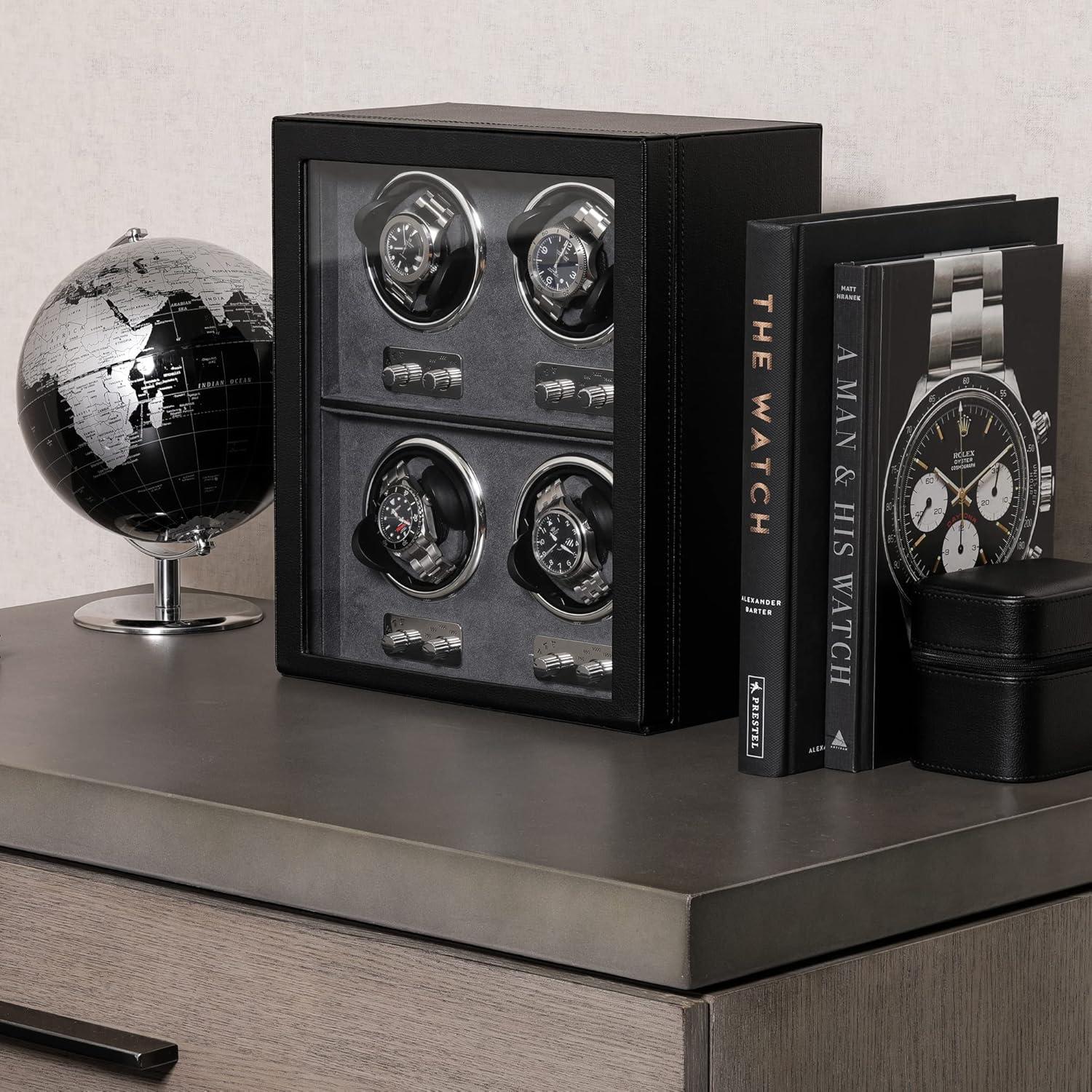 Winder para Relojes Automáticos ROTHWELL 4 Relojes Negro/Grey