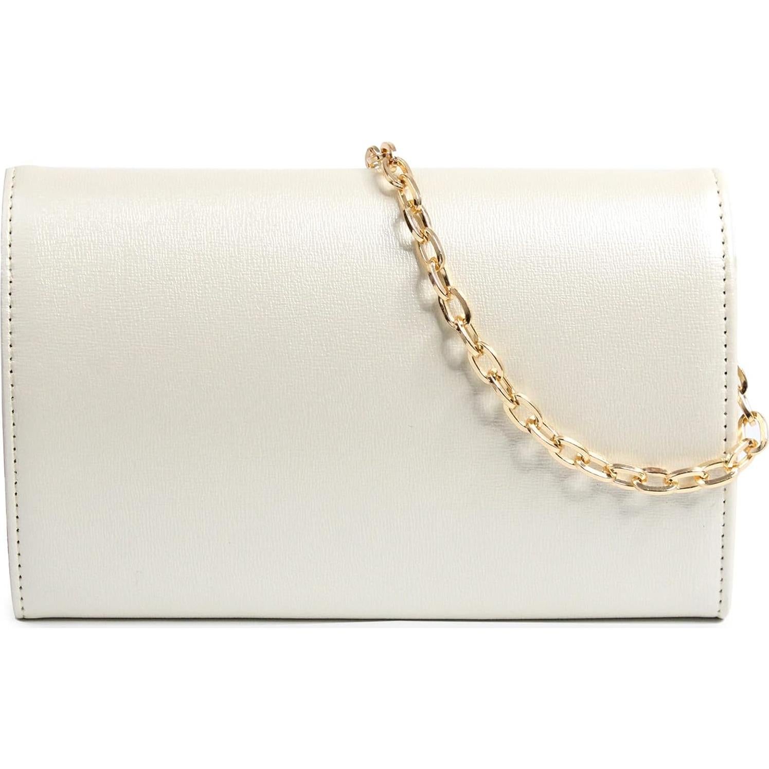 Clutch de Noche Beige para Mujeres con Cadena Desmontable