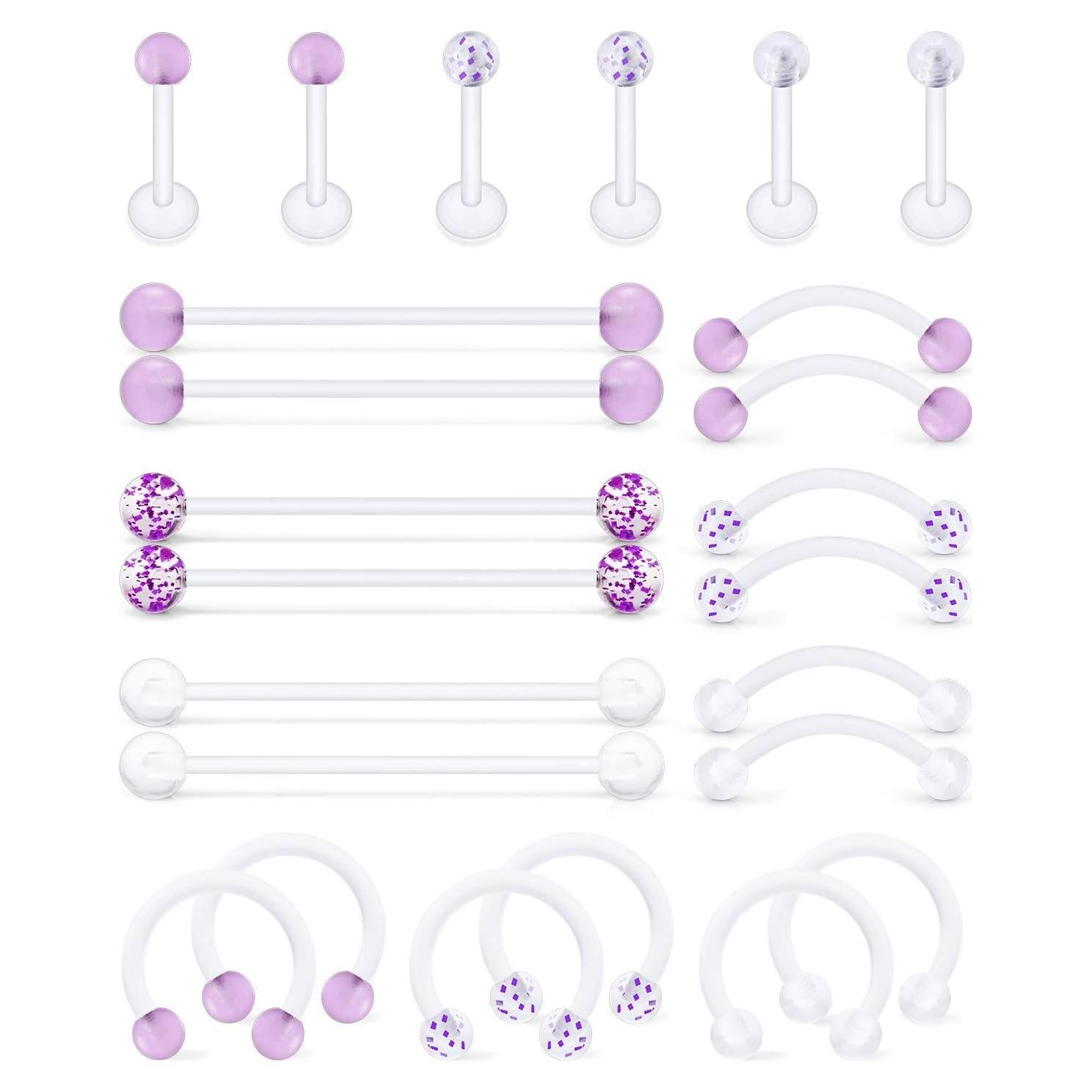 Reteadores de Piercing Corporal Hoeudjo 24Pcs Acrílico Flexible