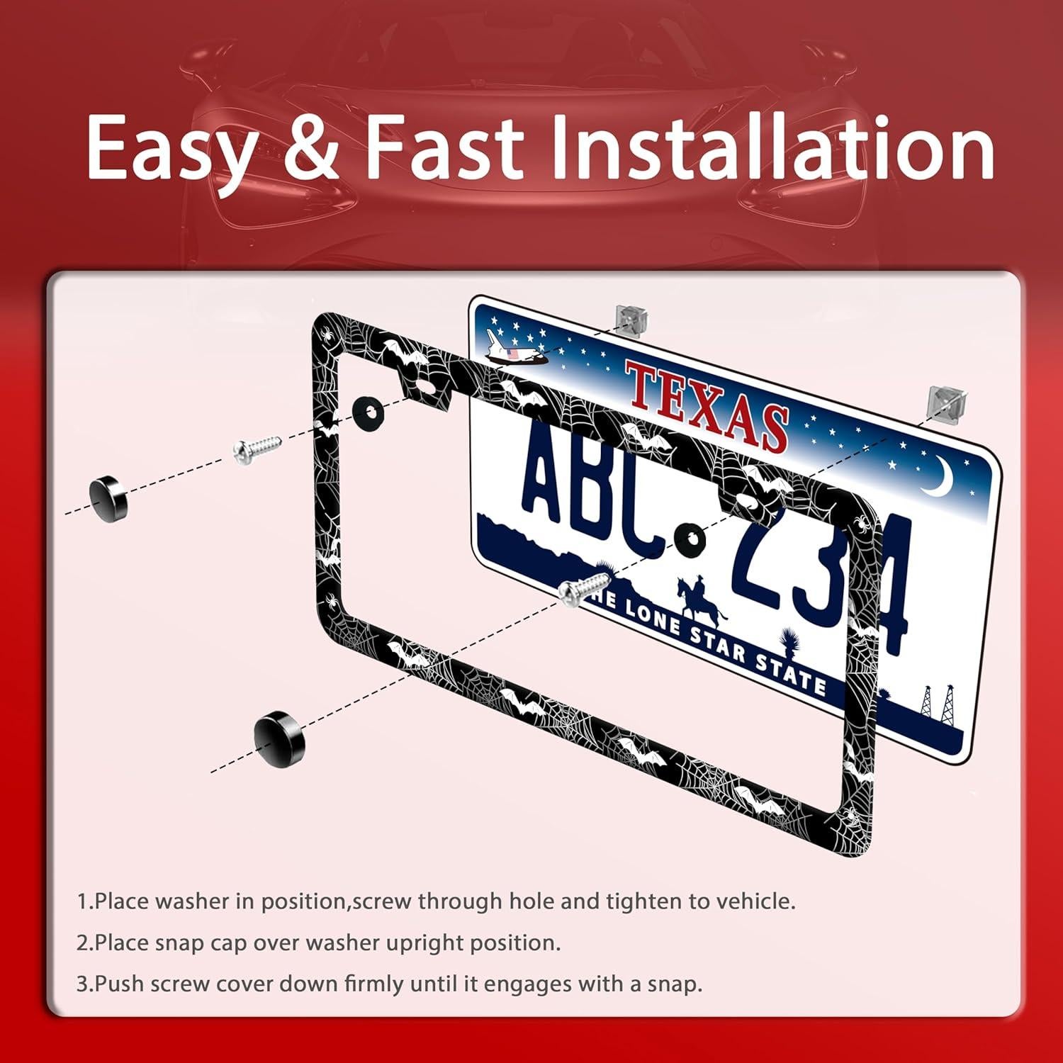 Marco de Placa de Licencia BRAGHRTED Telaraña de Murciélago 31x16 cm