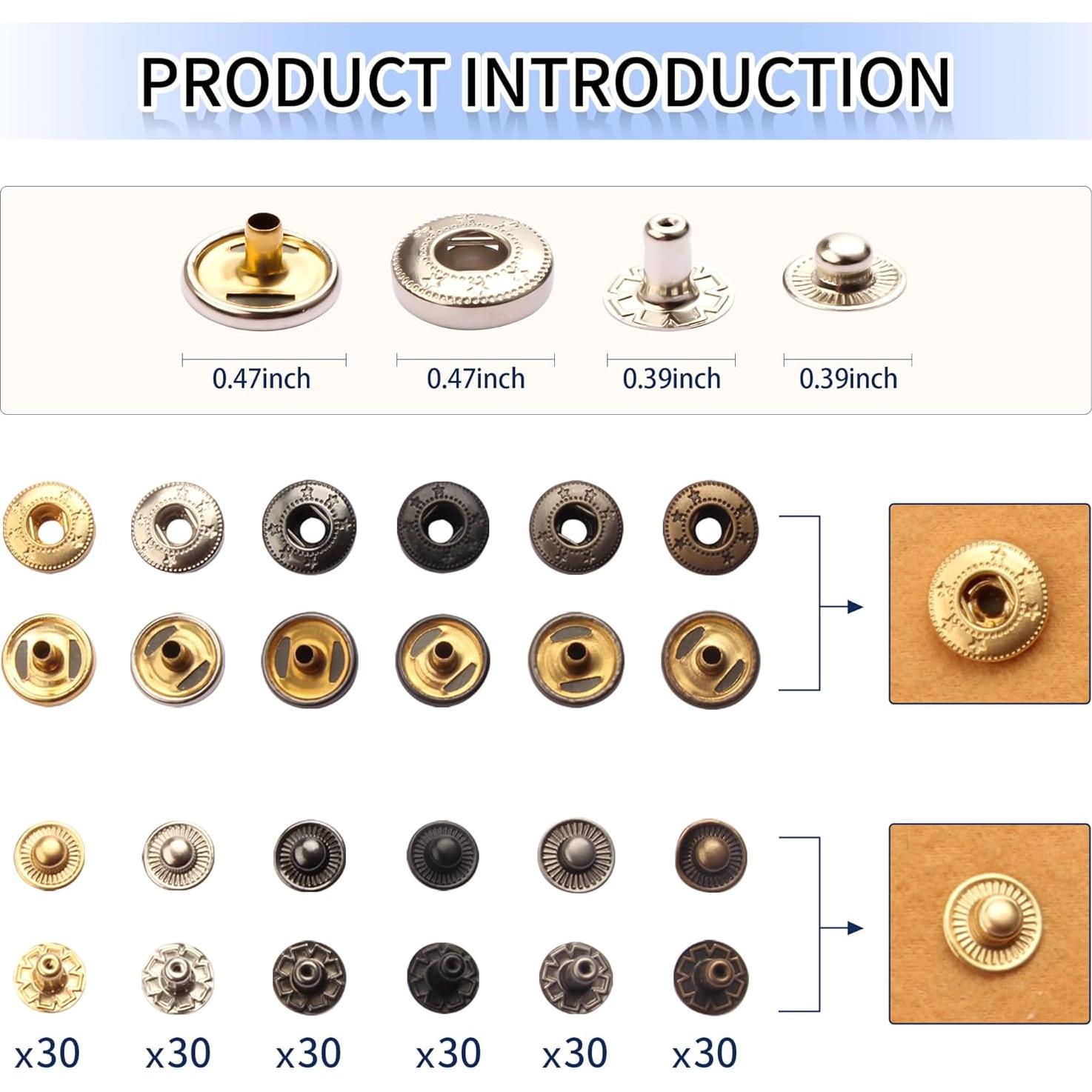 Kit de Botones a Presión BIOUU 120 Sets 12mm con Herramientas