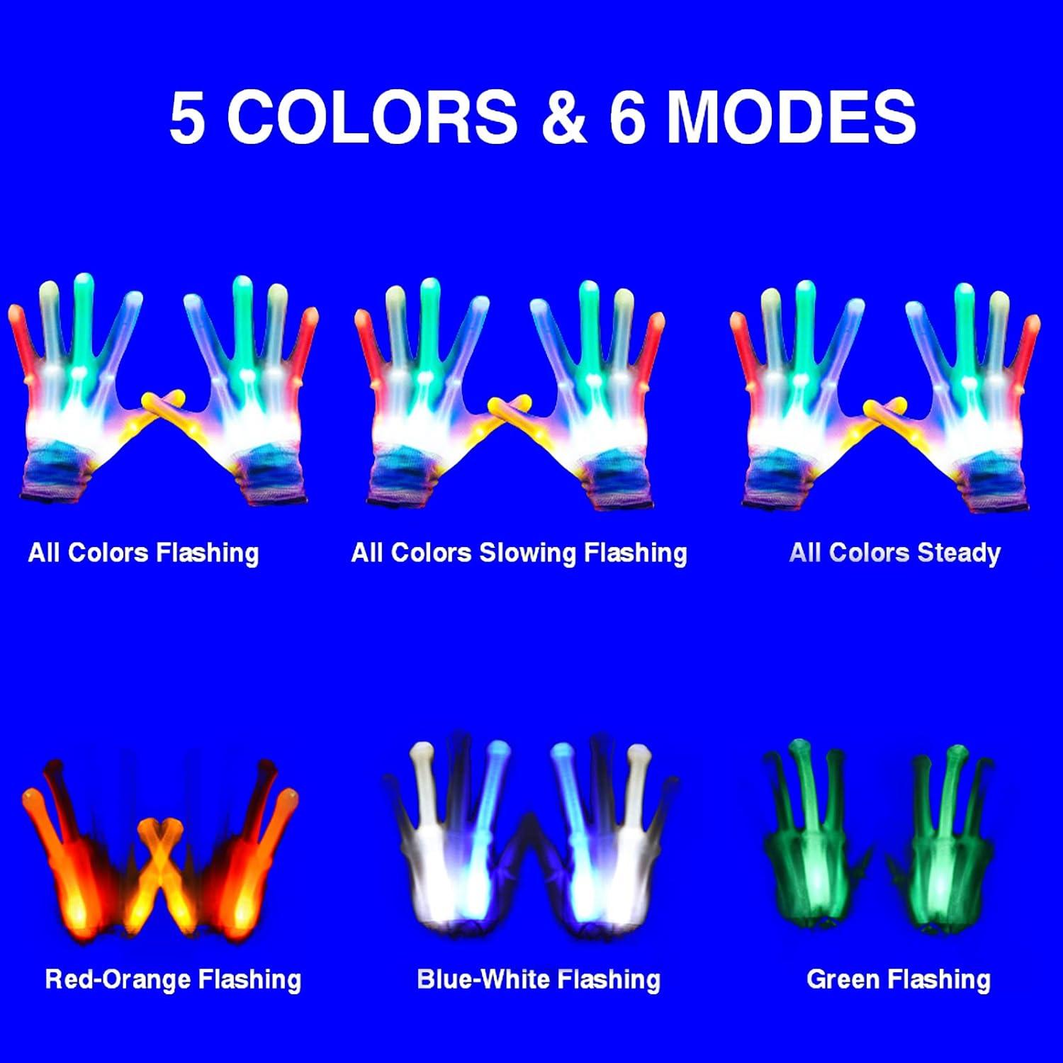 Guantes LED GLEDLOVES grandes iluminados 5 colores para fiestas