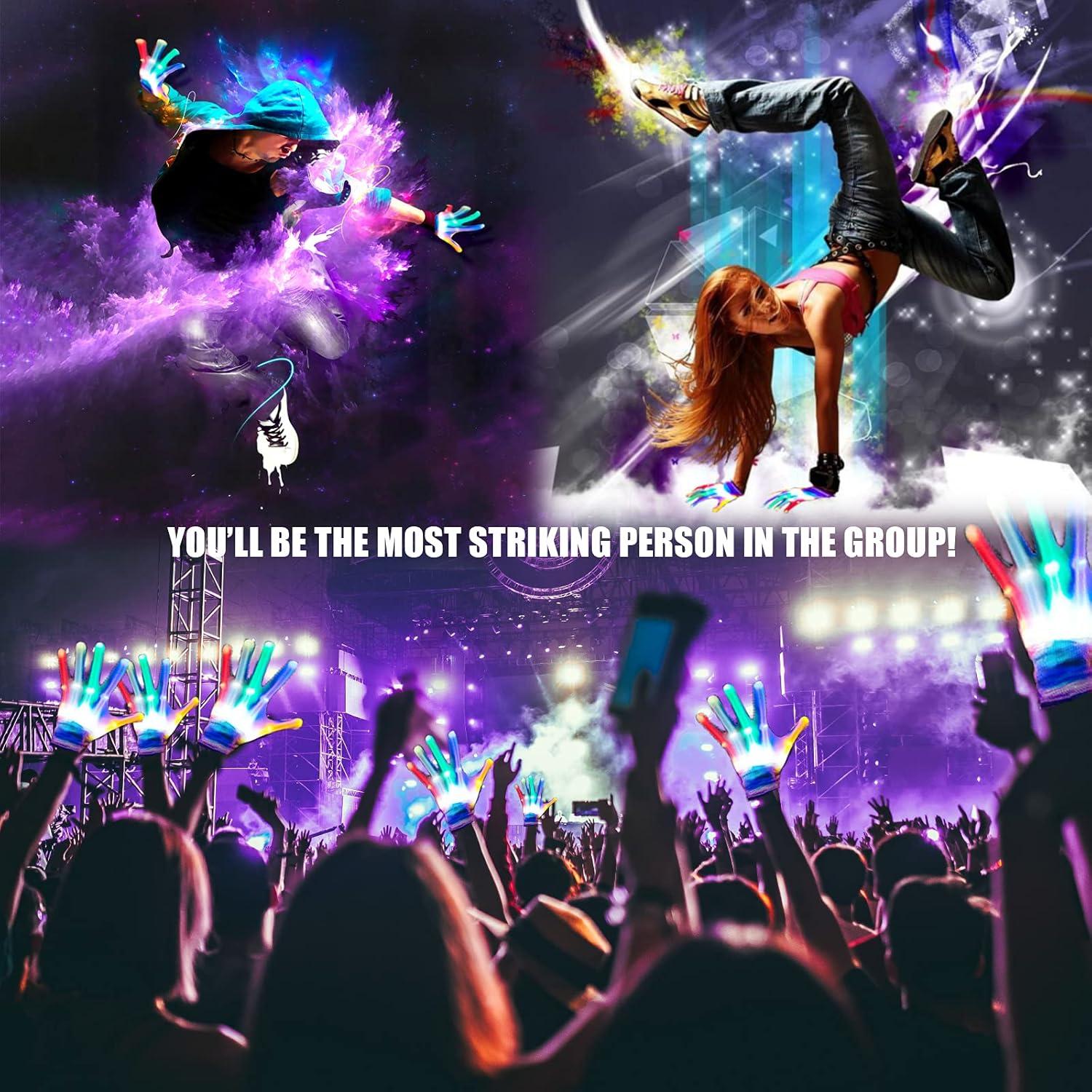 Guantes LED GLEDLOVES grandes iluminados 5 colores para fiestas