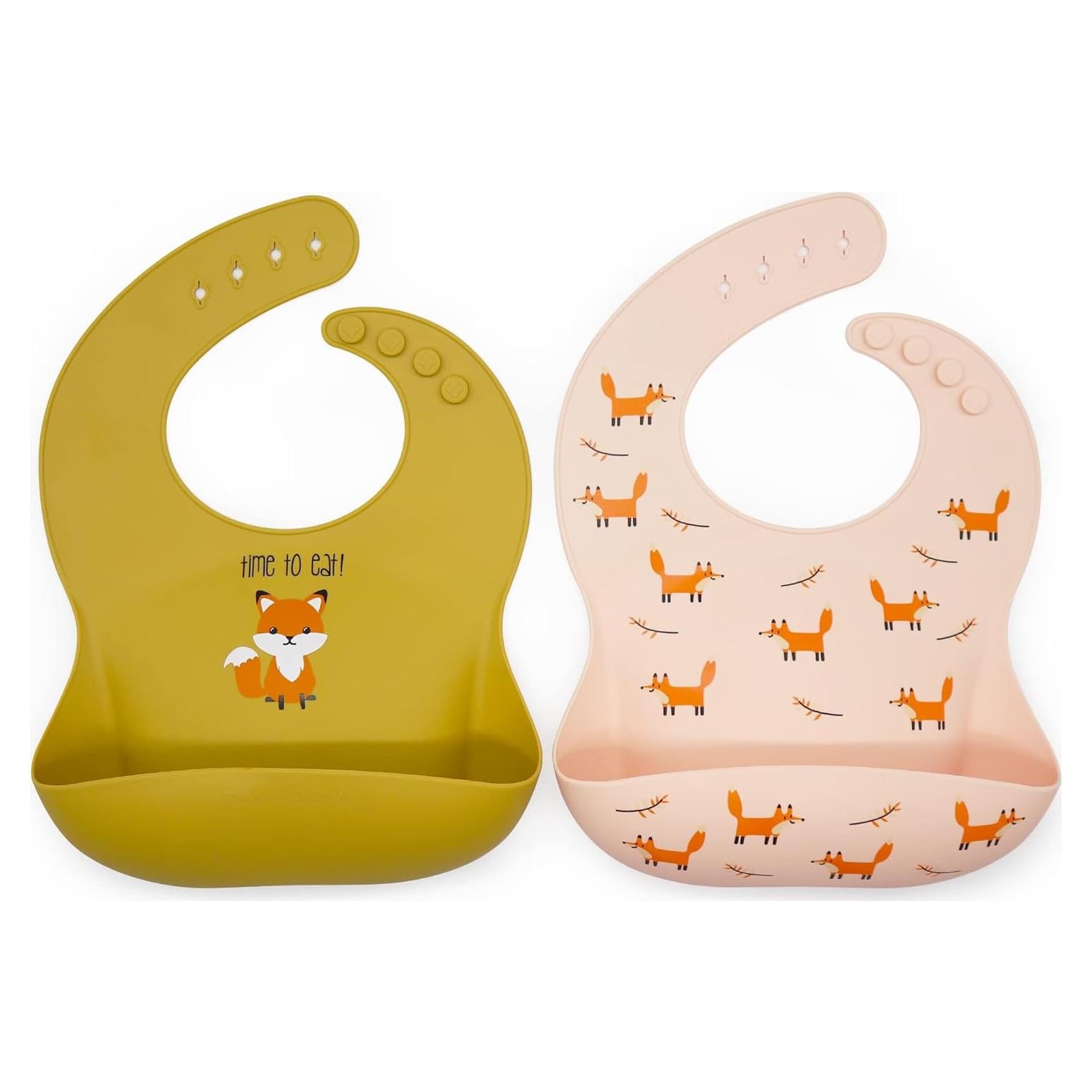 Conjunto de 2 Baberos de Silicona Arcoíris y Mariposas - Libre de BPA