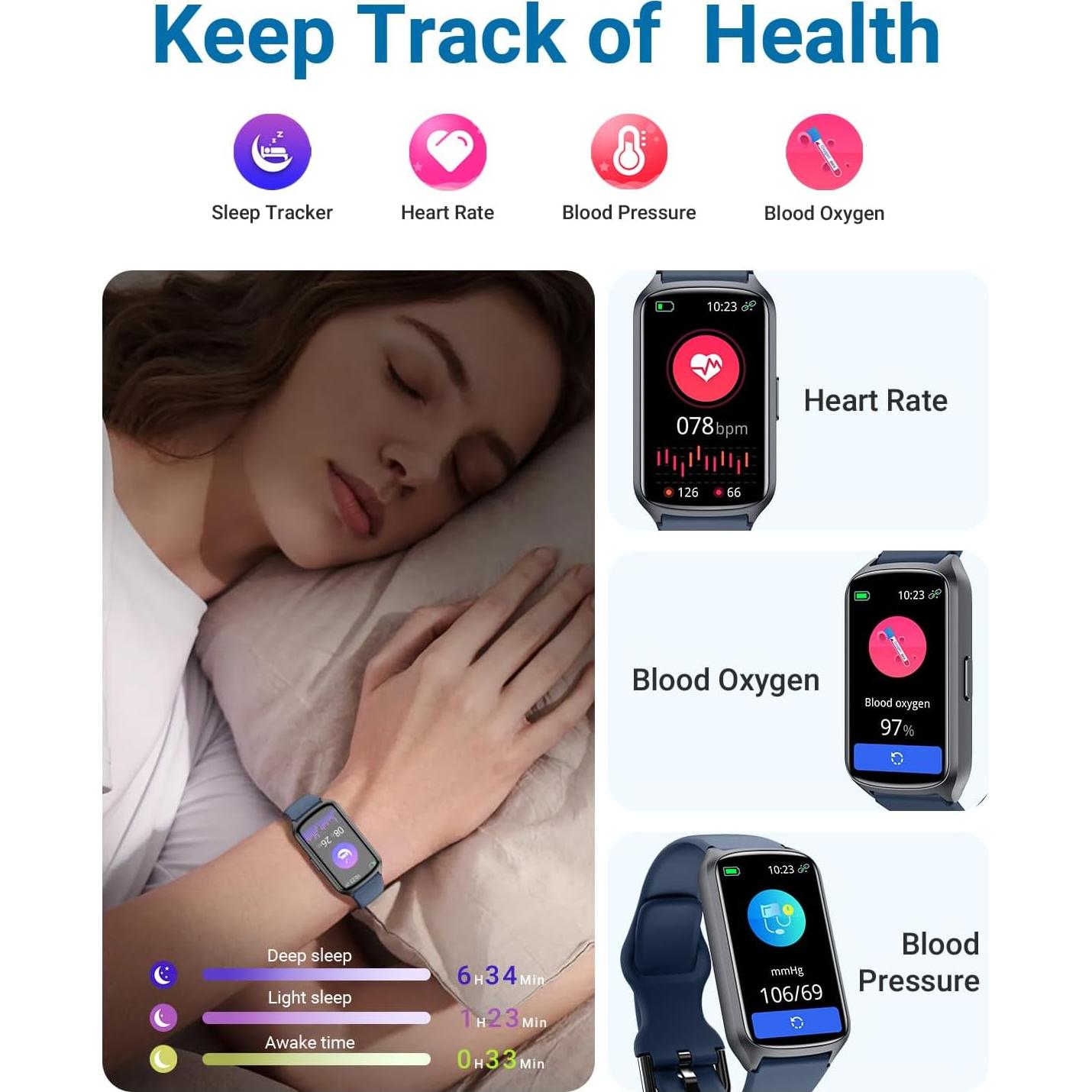 Rastreador de Salud Amzhero D26 - Monitoreo 24/7, 5ATM