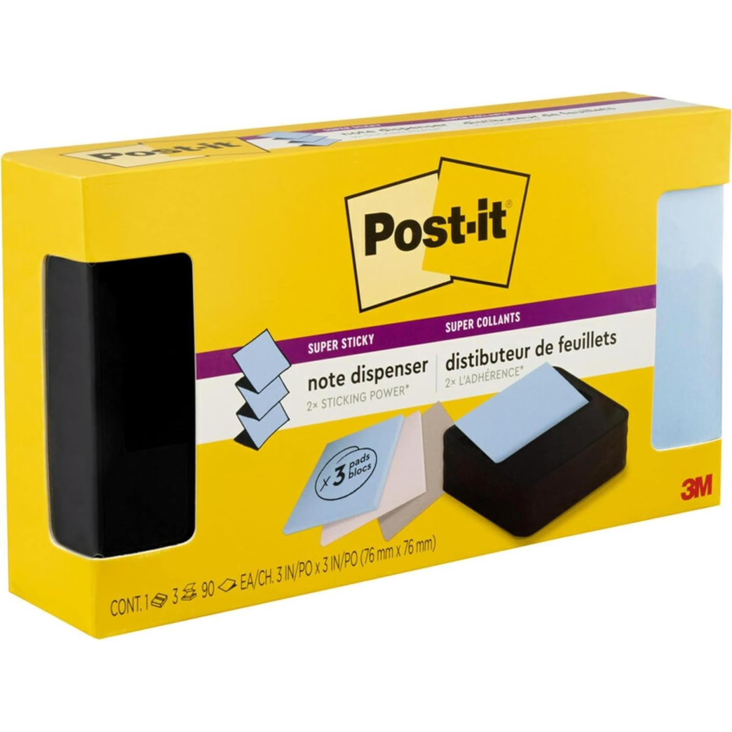 Dispensador de Notas Post-it Wave Negro con 3 Almohadillas