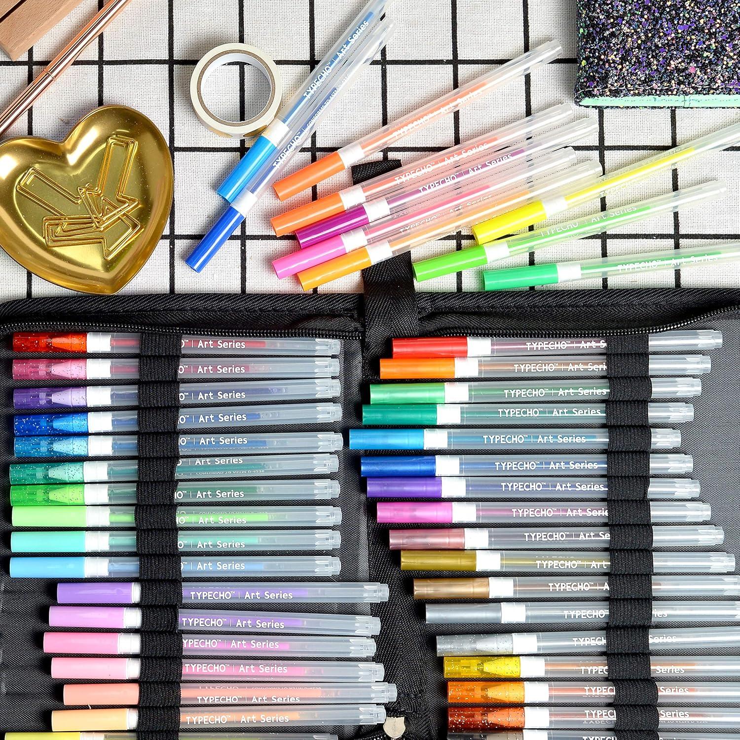 Juego de 48 bolígrafos de gel Typecho con estuche portátil