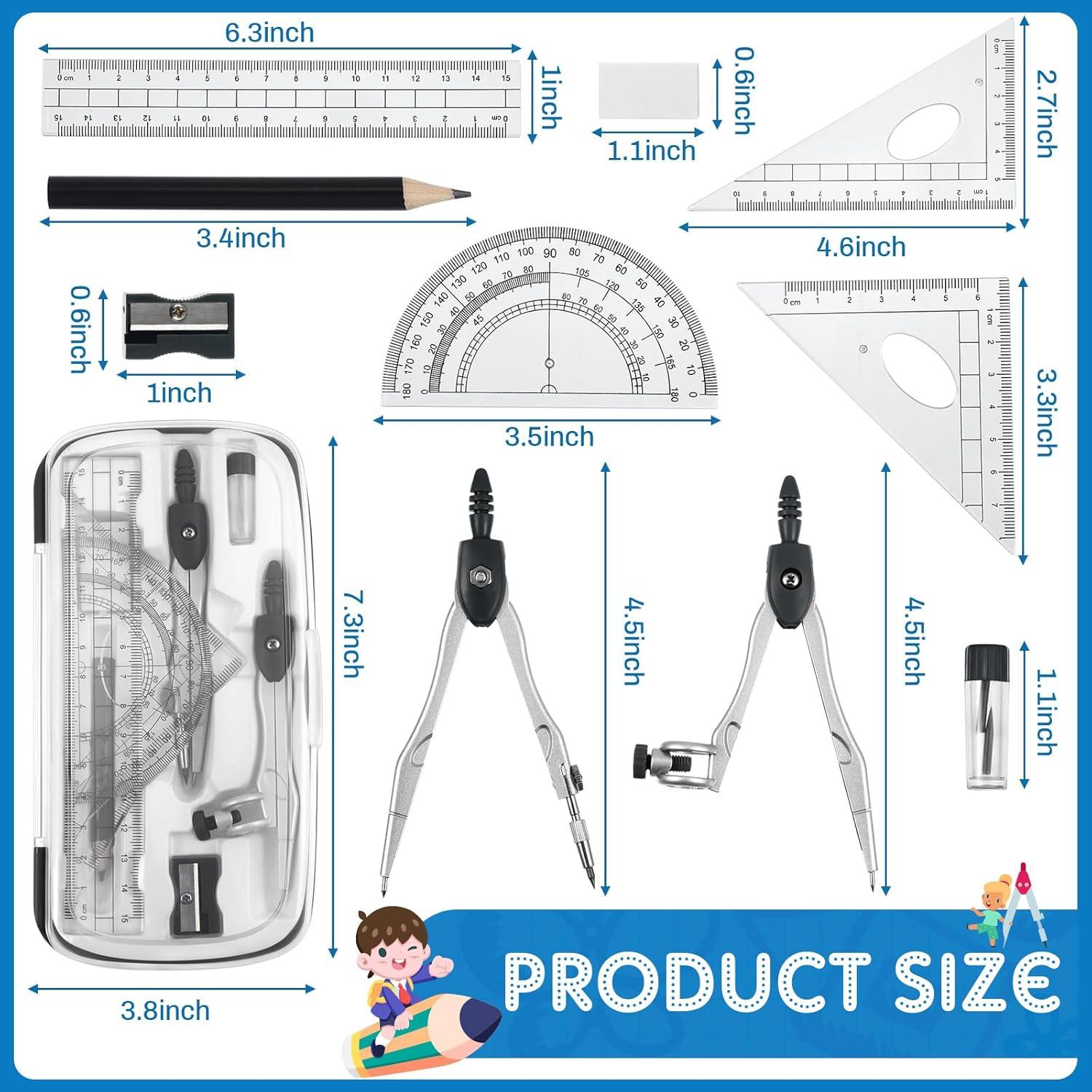 Kit de Geometría Teling 12 Piezas - Herramientas Matemáticas