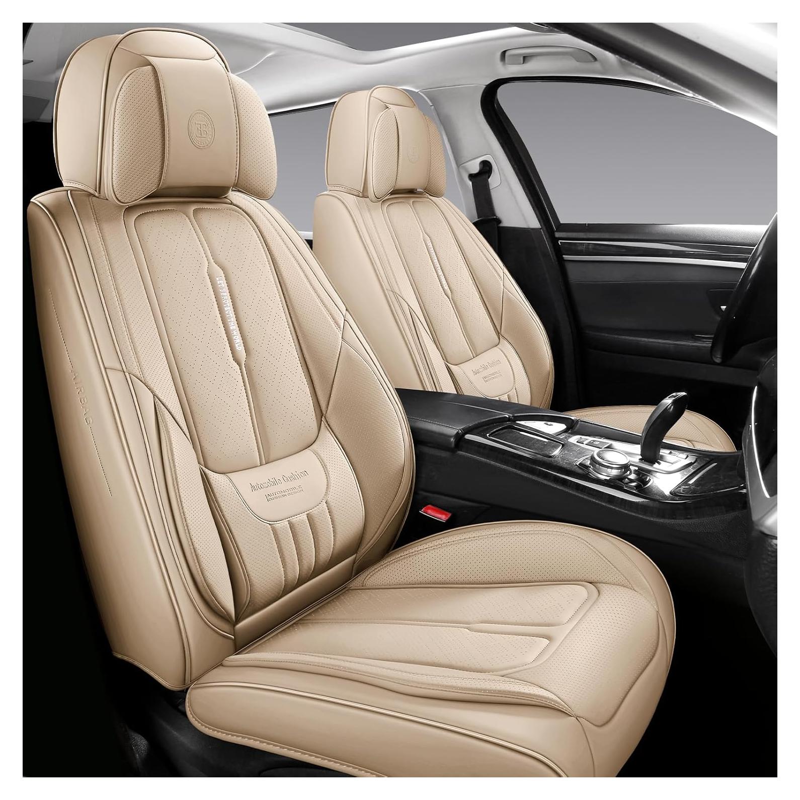 Cubiertas de Asiento de Cuero Beige NS YOLO Ajuste Universal