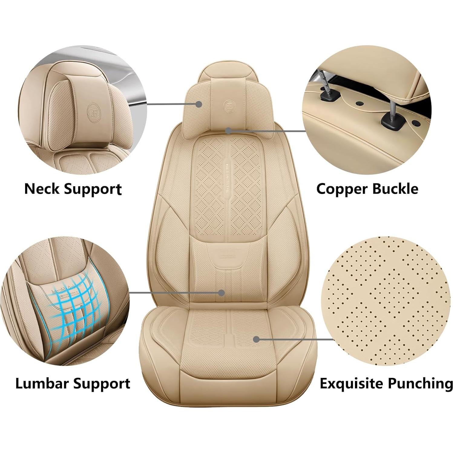Cubiertas de Asiento de Cuero Beige NS YOLO Ajuste Universal
