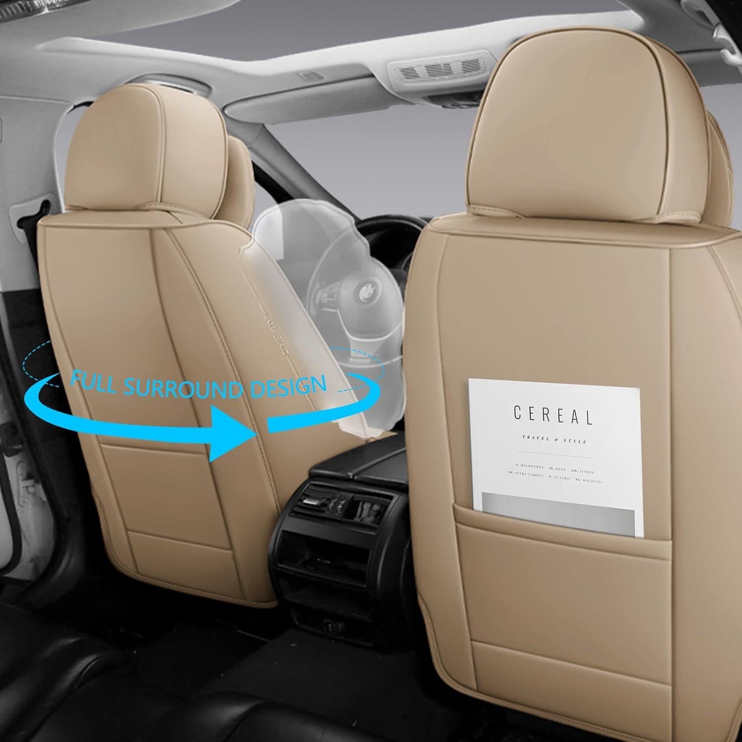 Cubiertas de Asiento de Cuero Beige NS YOLO Ajuste Universal