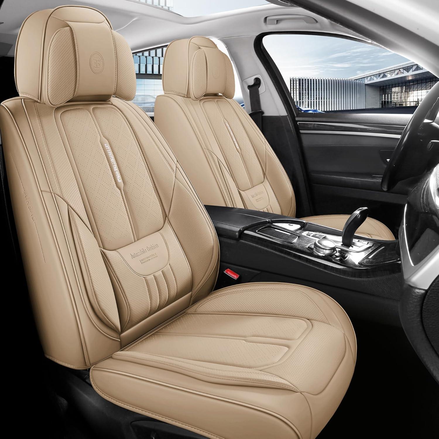 Cubiertas de Asiento de Cuero Beige NS YOLO Ajuste Universal