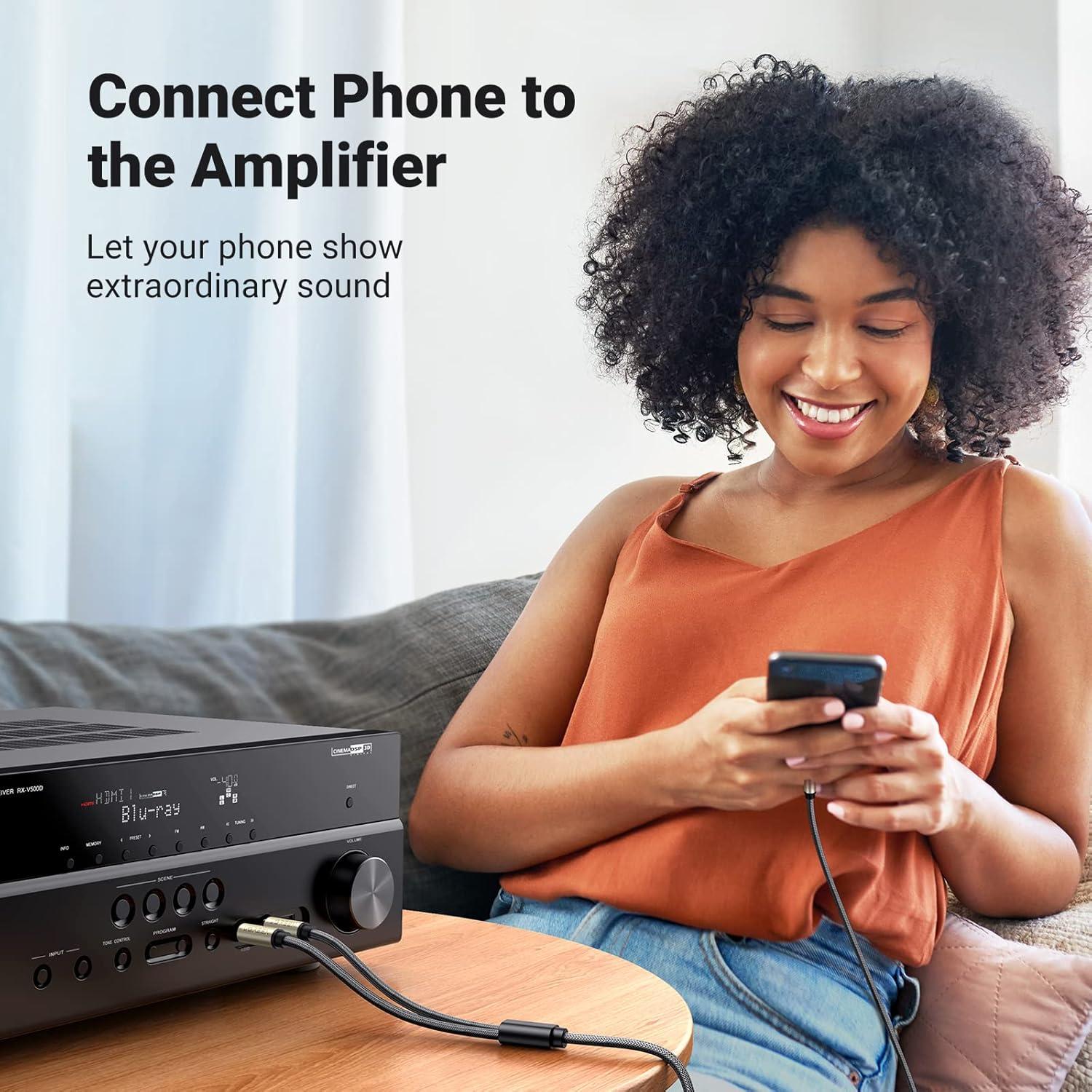 Cable Estéreo UGREEN 3.5mm a 6.35mm 1.0m Hi-Fi Negro