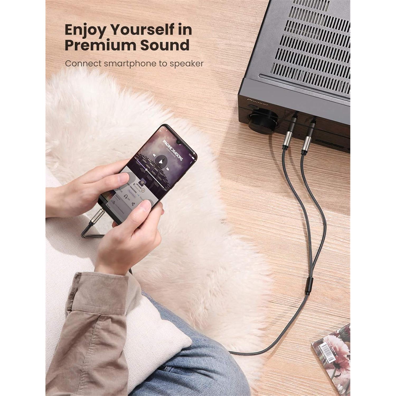 Cable Estéreo UGREEN 3.5mm a 6.35mm 1.0m Hi-Fi Negro