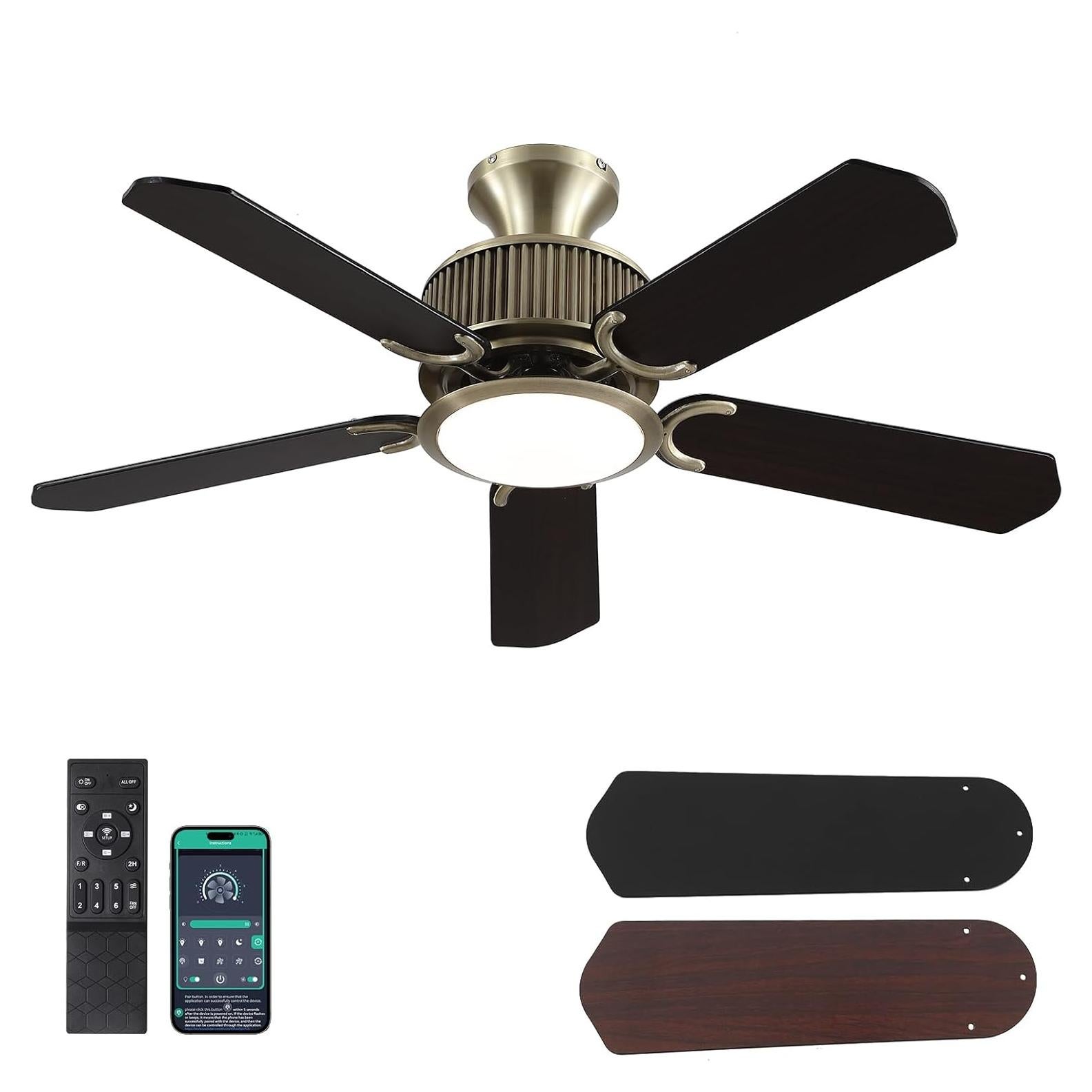 Ventilador de Techo Surtime 44" con Luz y Control Remoto Bronce