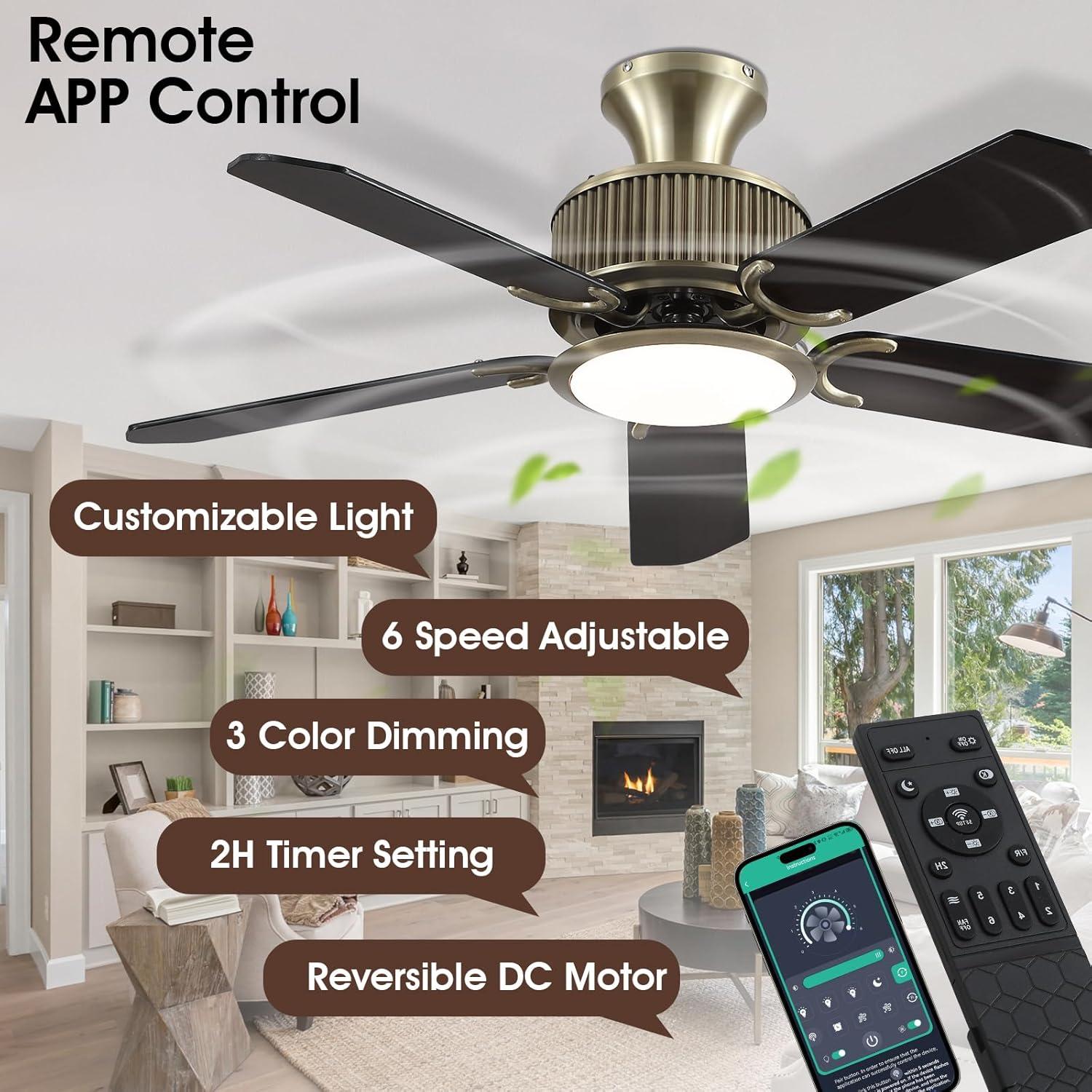 Ventilador de Techo Surtime 44" con Luz y Control Remoto Bronce