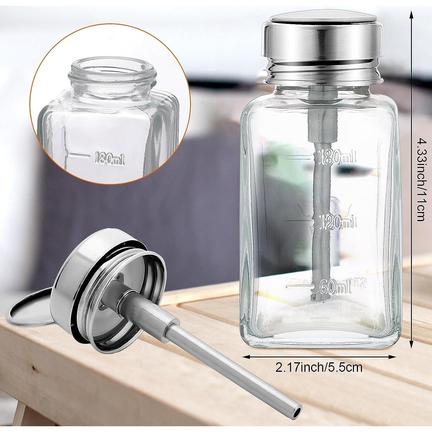 2 Botellas Dispensadoras de Vidrio HEHIPLE 180 ml con Tapa Metálica