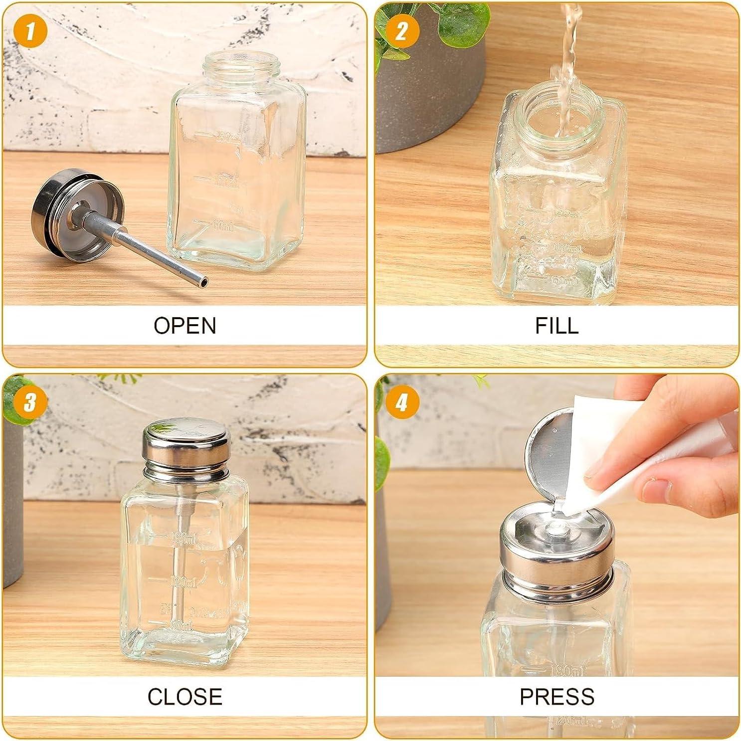 2 Botellas Dispensadoras de Vidrio HEHIPLE 180 ml con Tapa Metálica