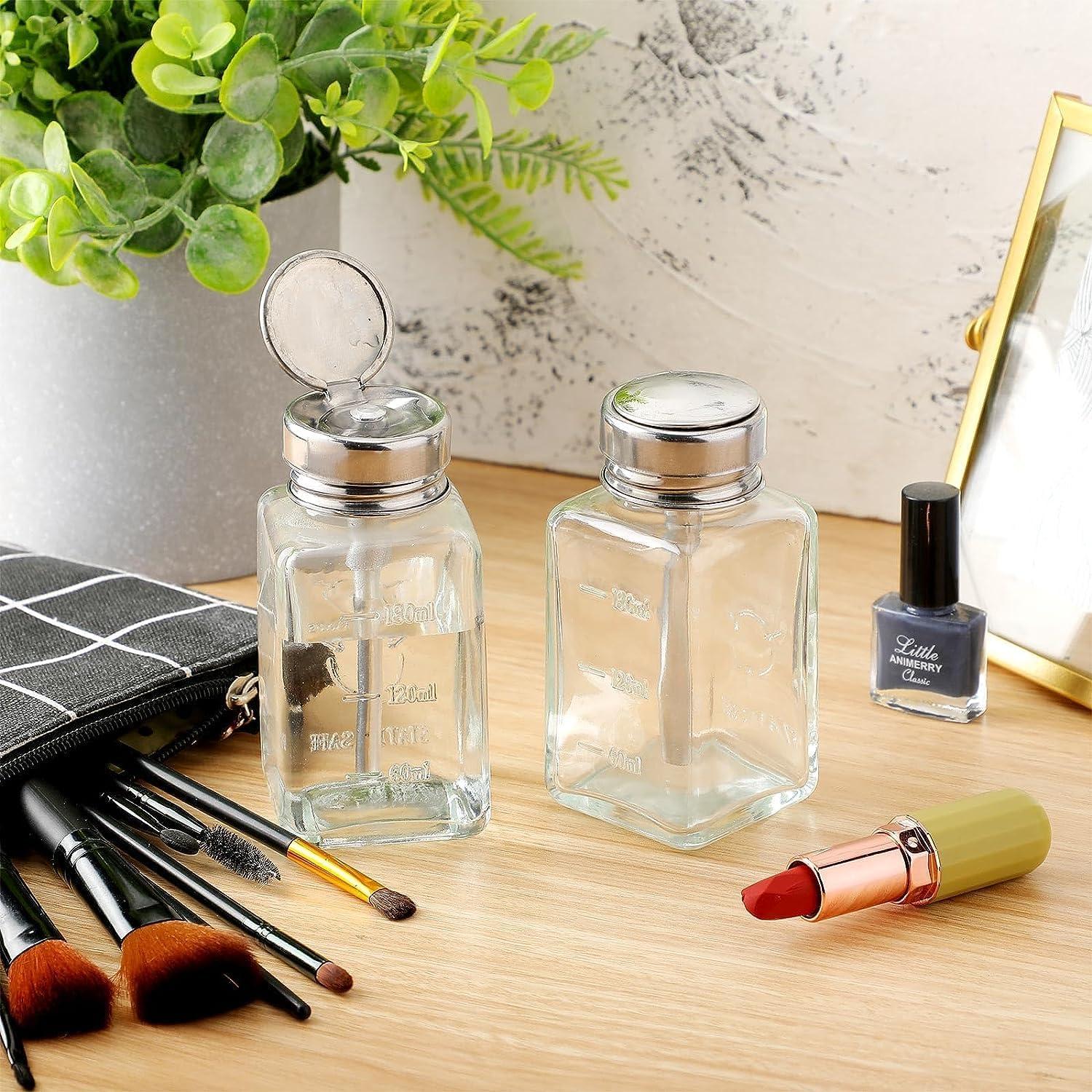 2 Botellas Dispensadoras de Vidrio HEHIPLE 180 ml con Tapa Metálica