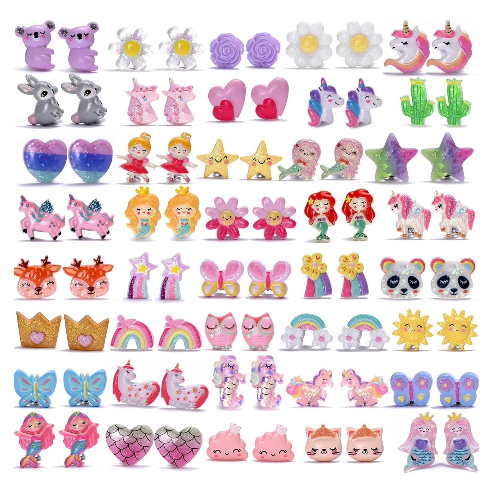 40 Pares de Pendientes de Clip Hipoalergénicos para Niñas