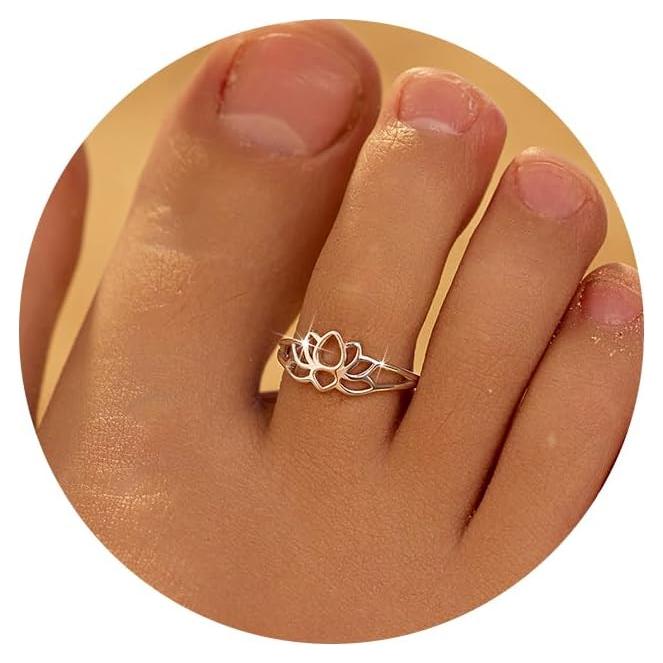 Anillo de Dedo Ajustable de Plata Esterlina 925 LOVECOM Floral