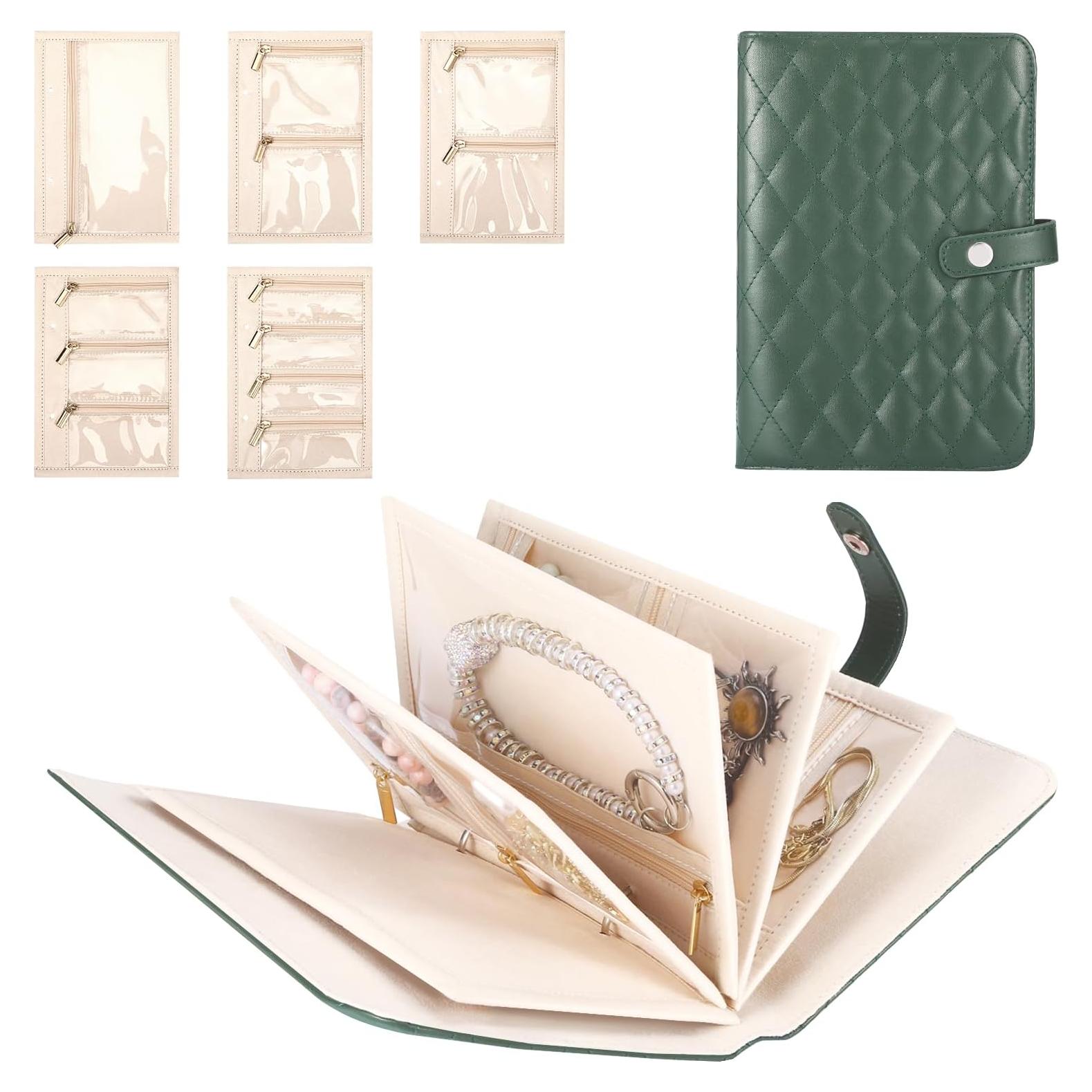 Organizador de Joyería de Viaje Mowouhn Verde Oliva Terciopelo