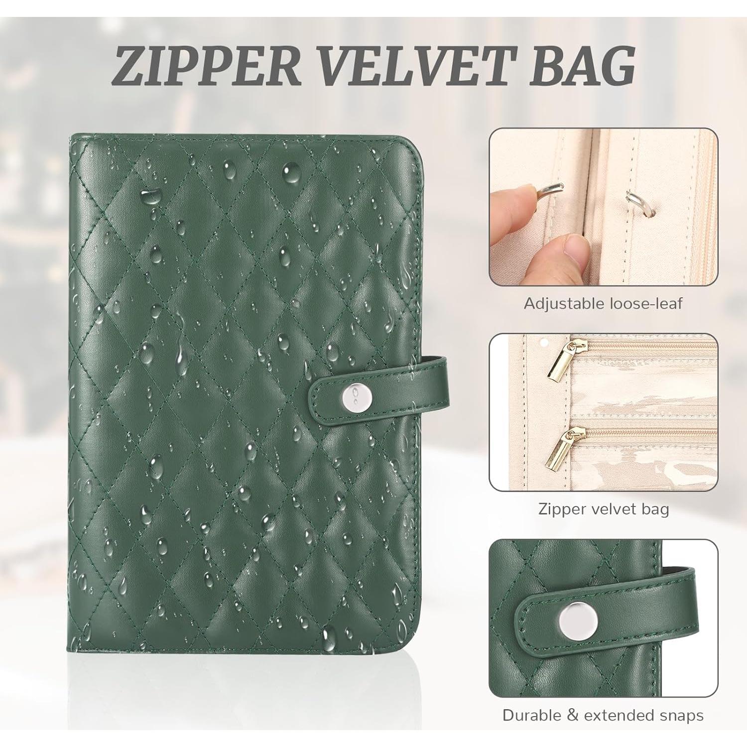 Organizador de Joyería de Viaje Mowouhn Verde Oliva Terciopelo