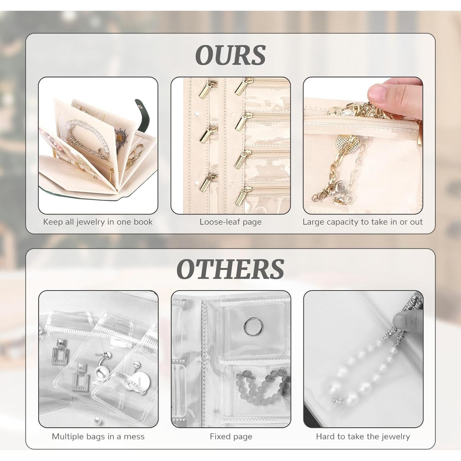 Organizador de Joyería de Viaje Mowouhn Verde Oliva Terciopelo