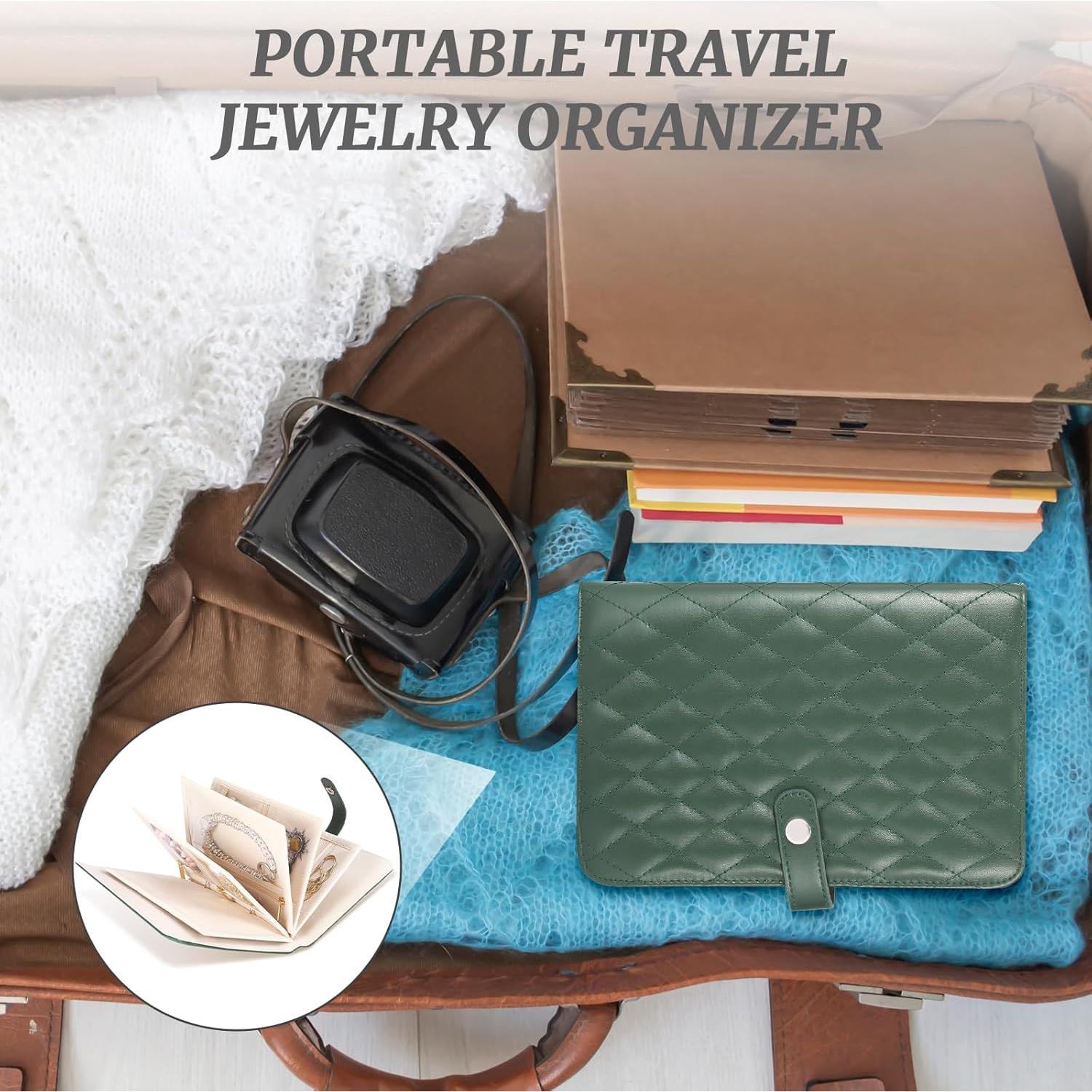 Organizador de Joyería de Viaje Mowouhn Verde Oliva Terciopelo