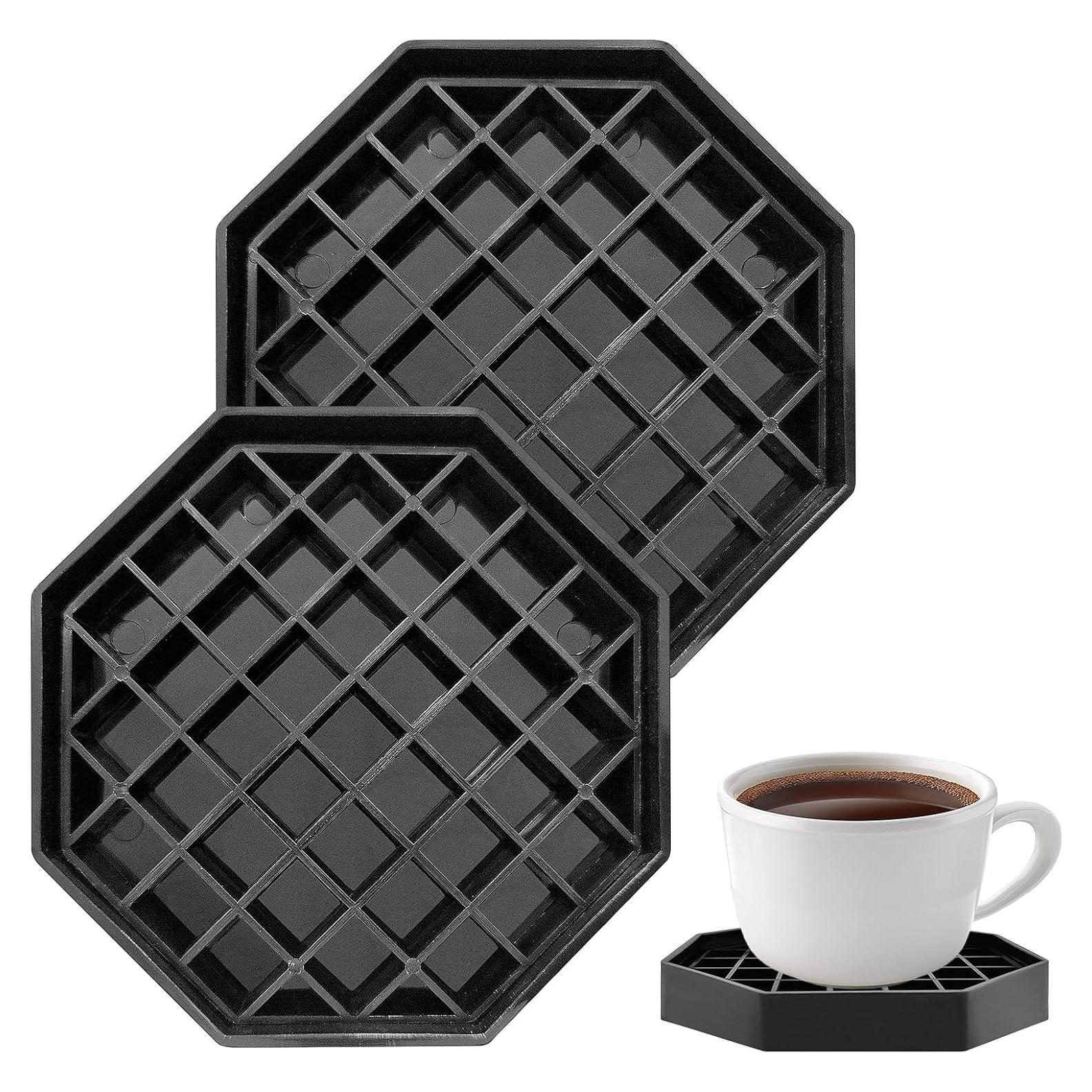 Bandeja de Goteo Octagonal WJYFQFO 10.4cm Plástico Negro - 2 Pcs