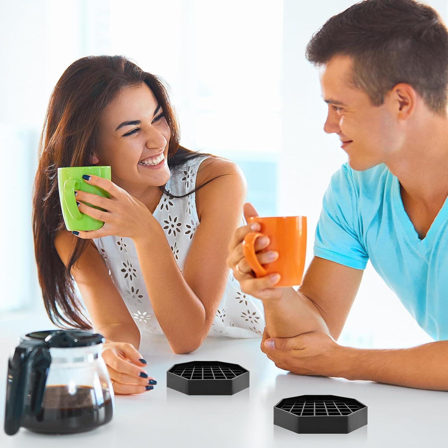 Bandeja de Goteo Octagonal WJYFQFO 10.4cm Plástico Negro - 2 Pcs