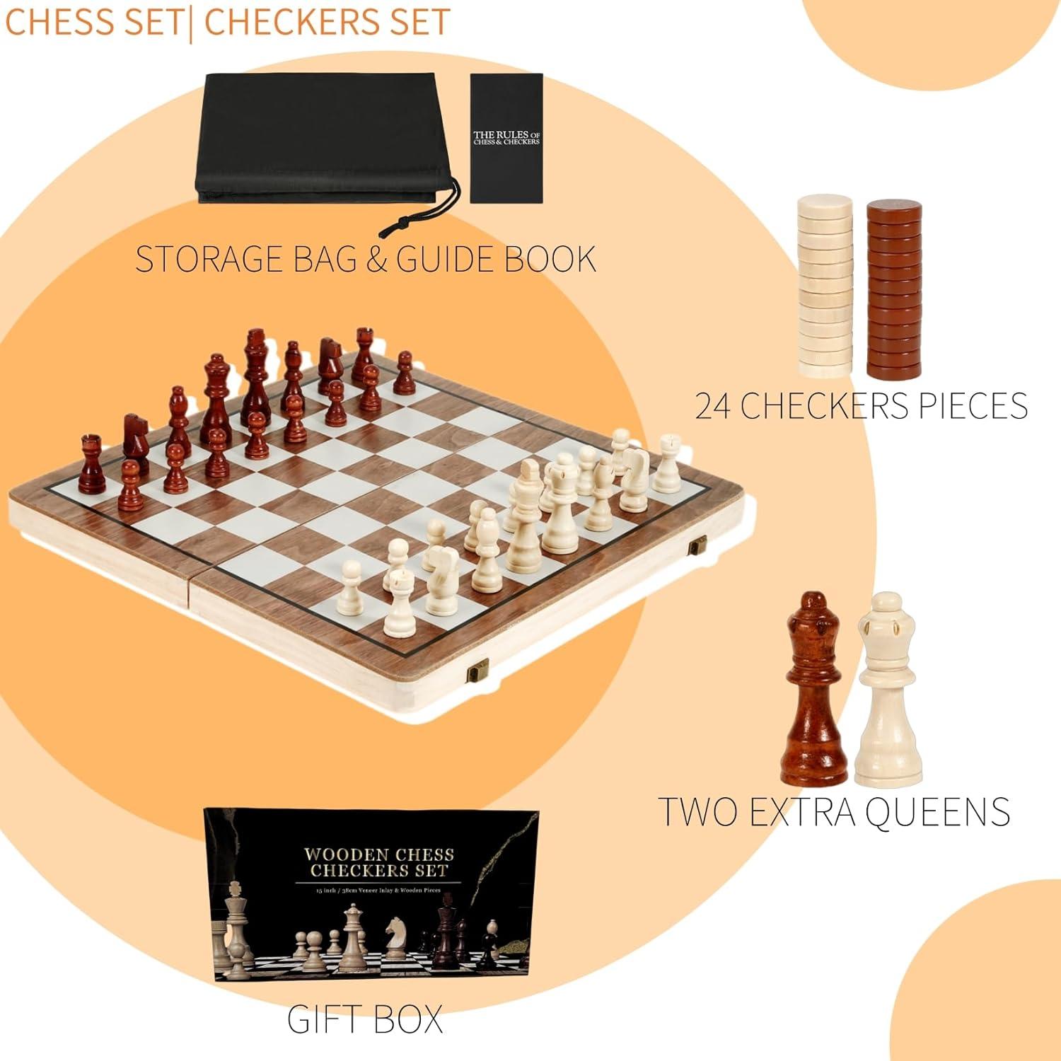 Juego de Ajedrez Magnético de Madera Kiapeak 15 cm Plegable