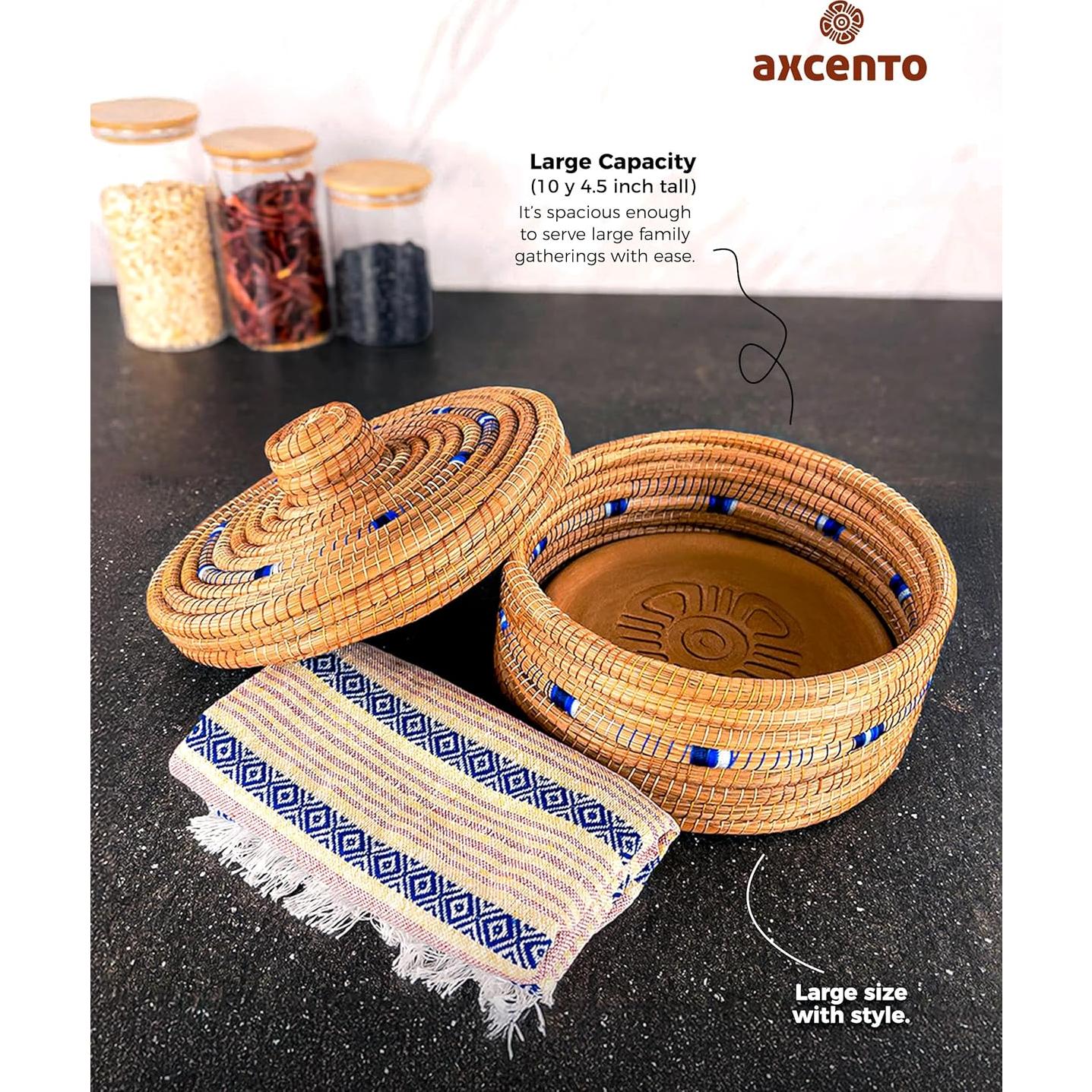 Juego Calentador de Tortillas Axcento 10" Fibra Natural Azul