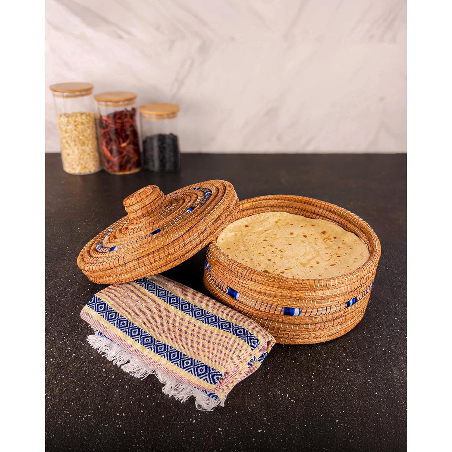 Juego Calentador de Tortillas Axcento 10" Fibra Natural Azul