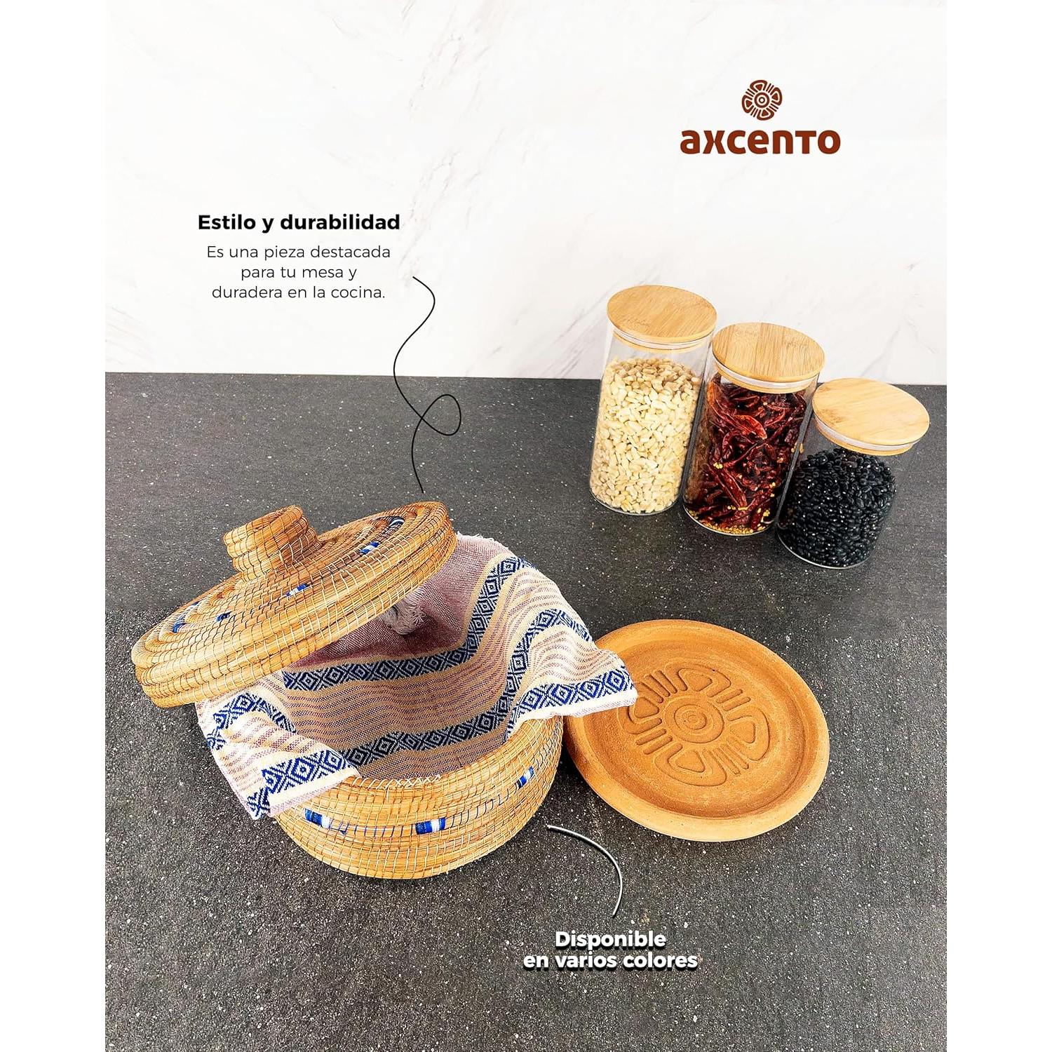 Juego Calentador de Tortillas Axcento 10" Fibra Natural Azul