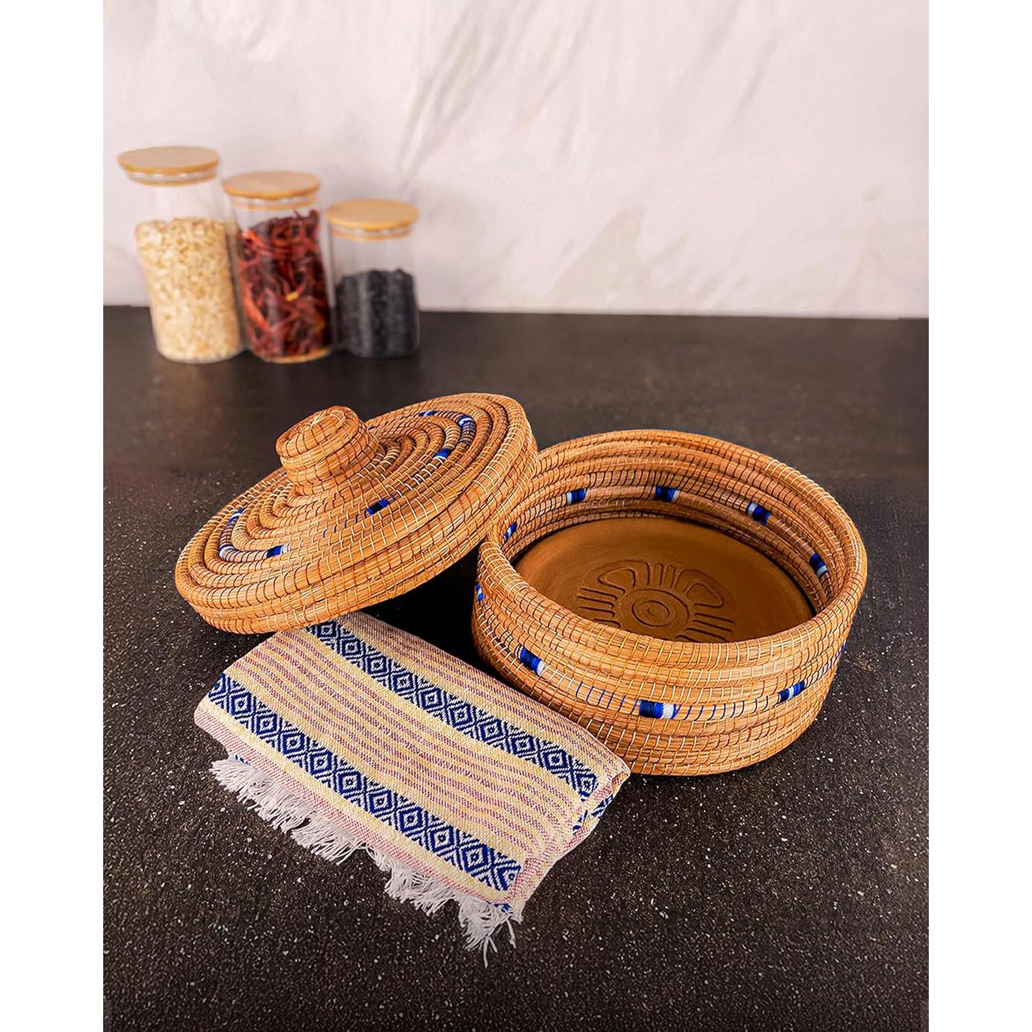 Juego Calentador de Tortillas Axcento 10" Fibra Natural Azul