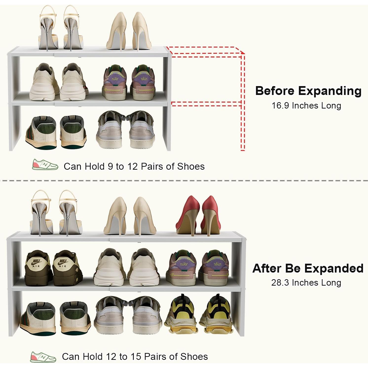 Organizador de Zapatos Blanco Cidaziya 2 Niveles Expandible